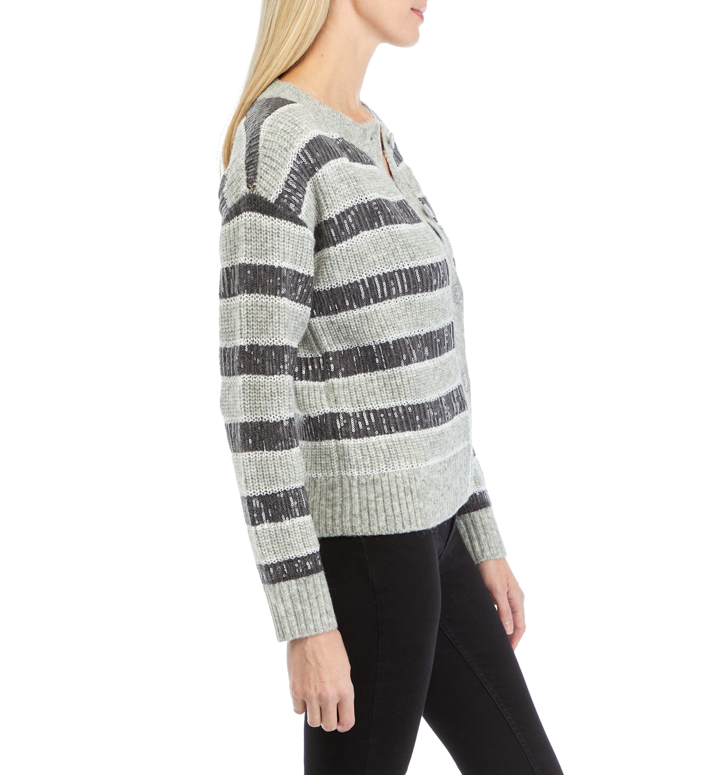Petite Stripe Shine Cardigan