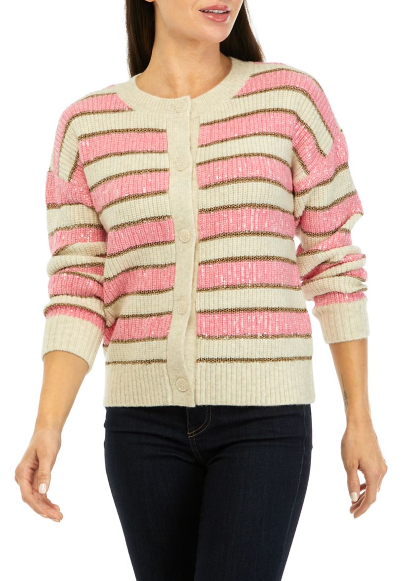 Womens Stripe Shine Cardigan