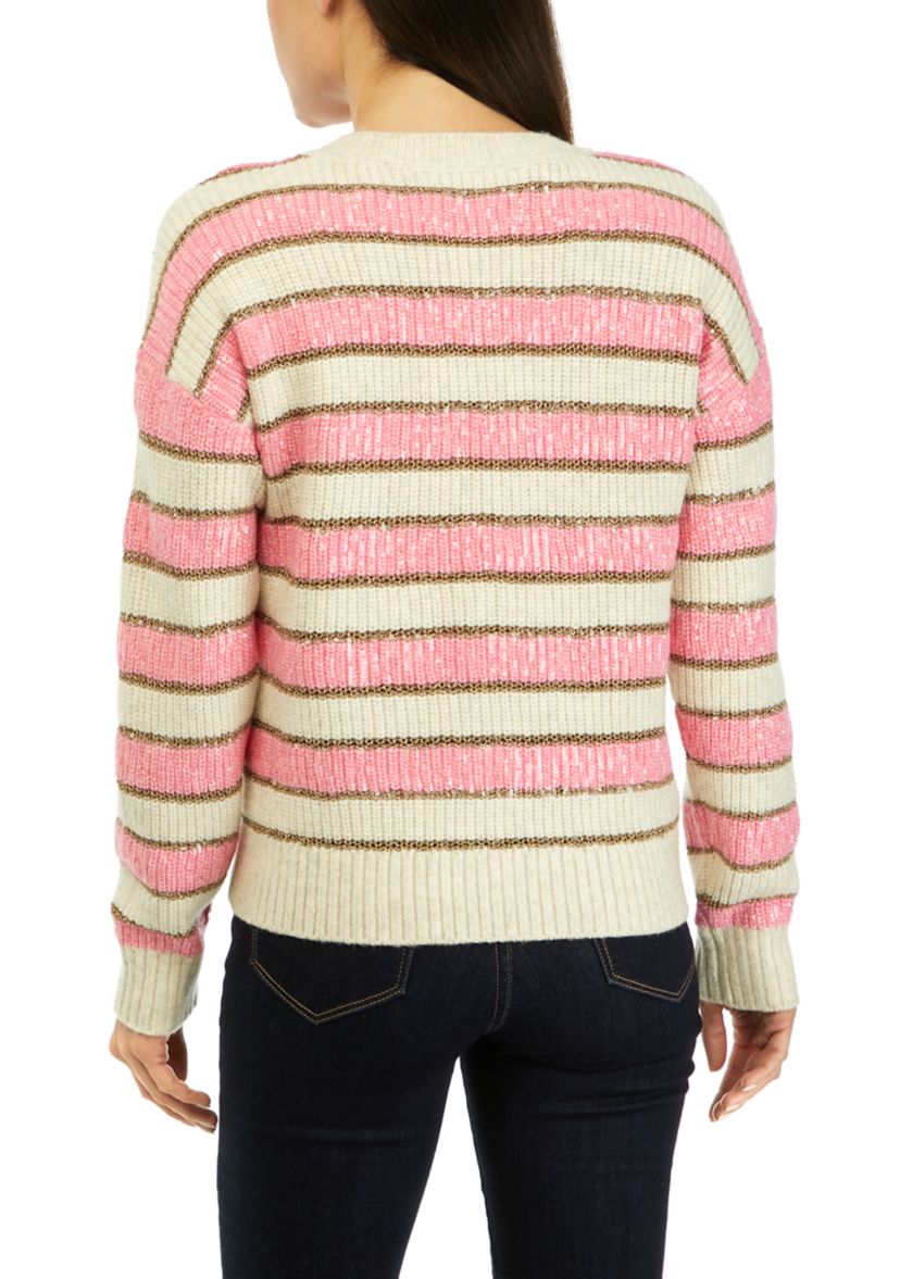 Womens Stripe Shine Cardigan