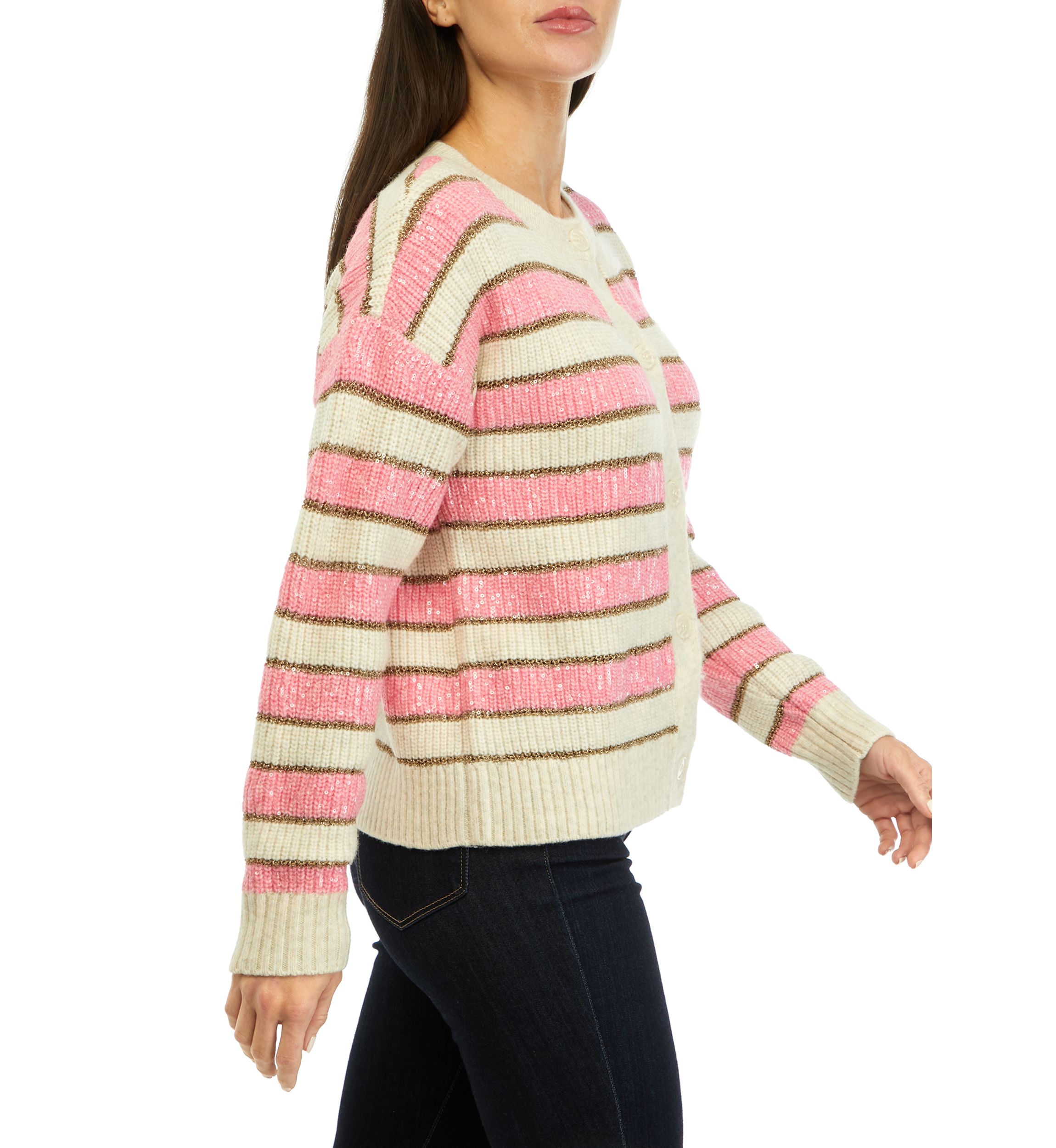 Womens Stripe Shine Cardigan