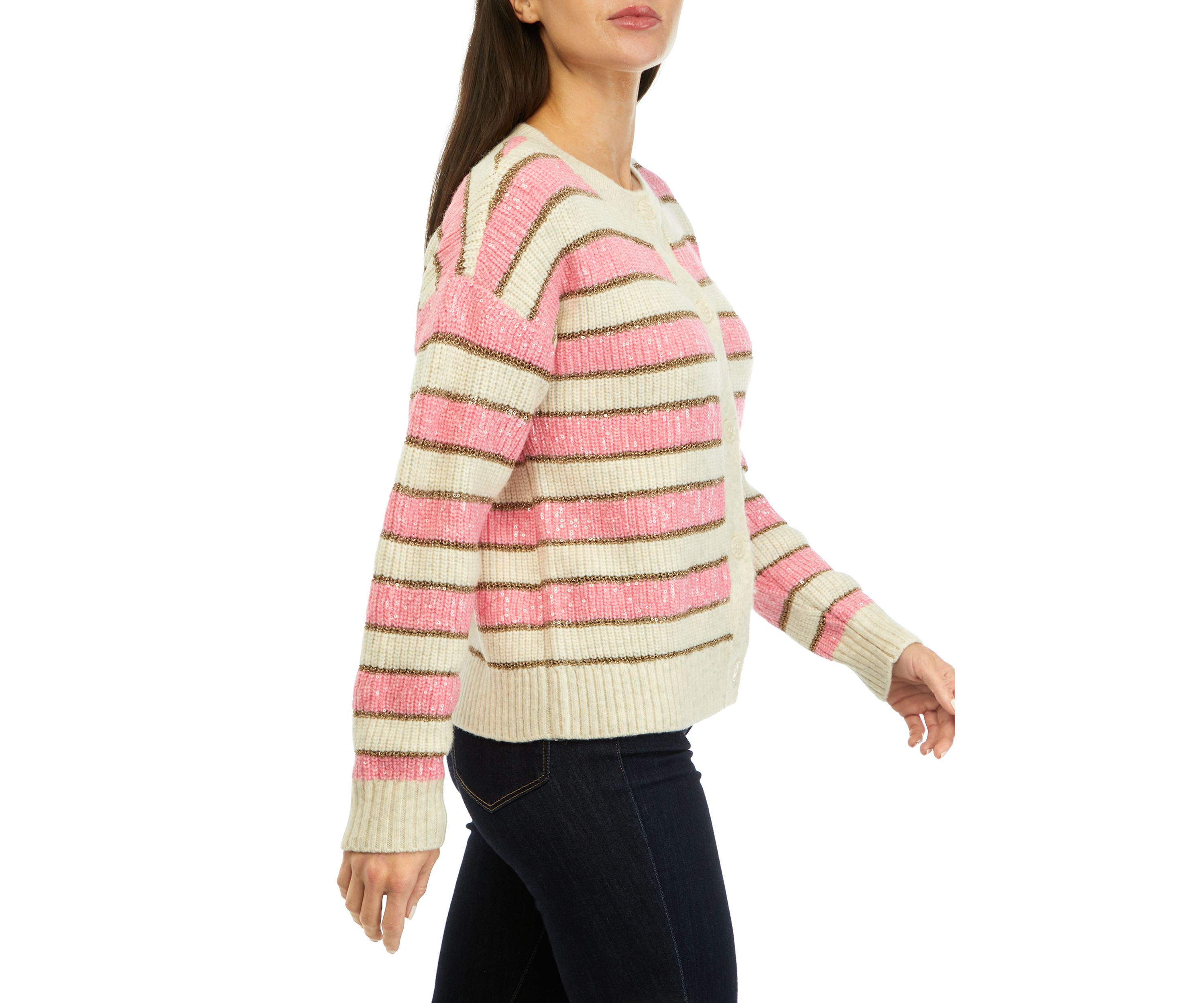 Womens Stripe Shine Cardigan