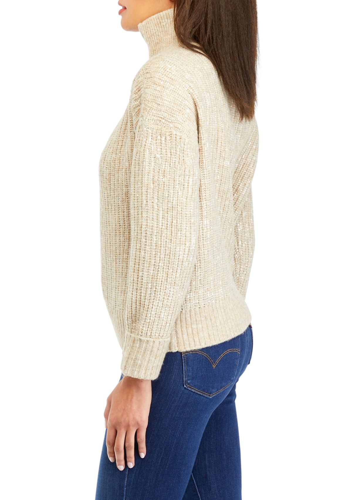 Womens Sequin 1/4 Zip Pullover