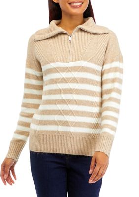 Women's 1/4 Zip Stripe Pullover