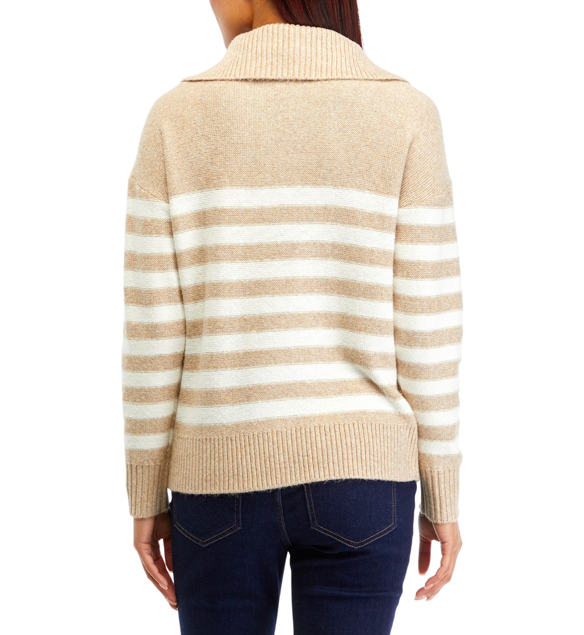 Womens 1/4 Zip Stripe Pullover