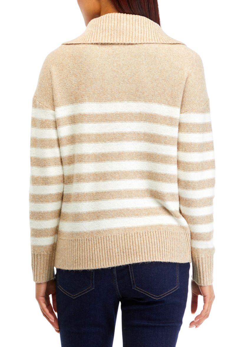 Womens 1/4 Zip Stripe Pullover