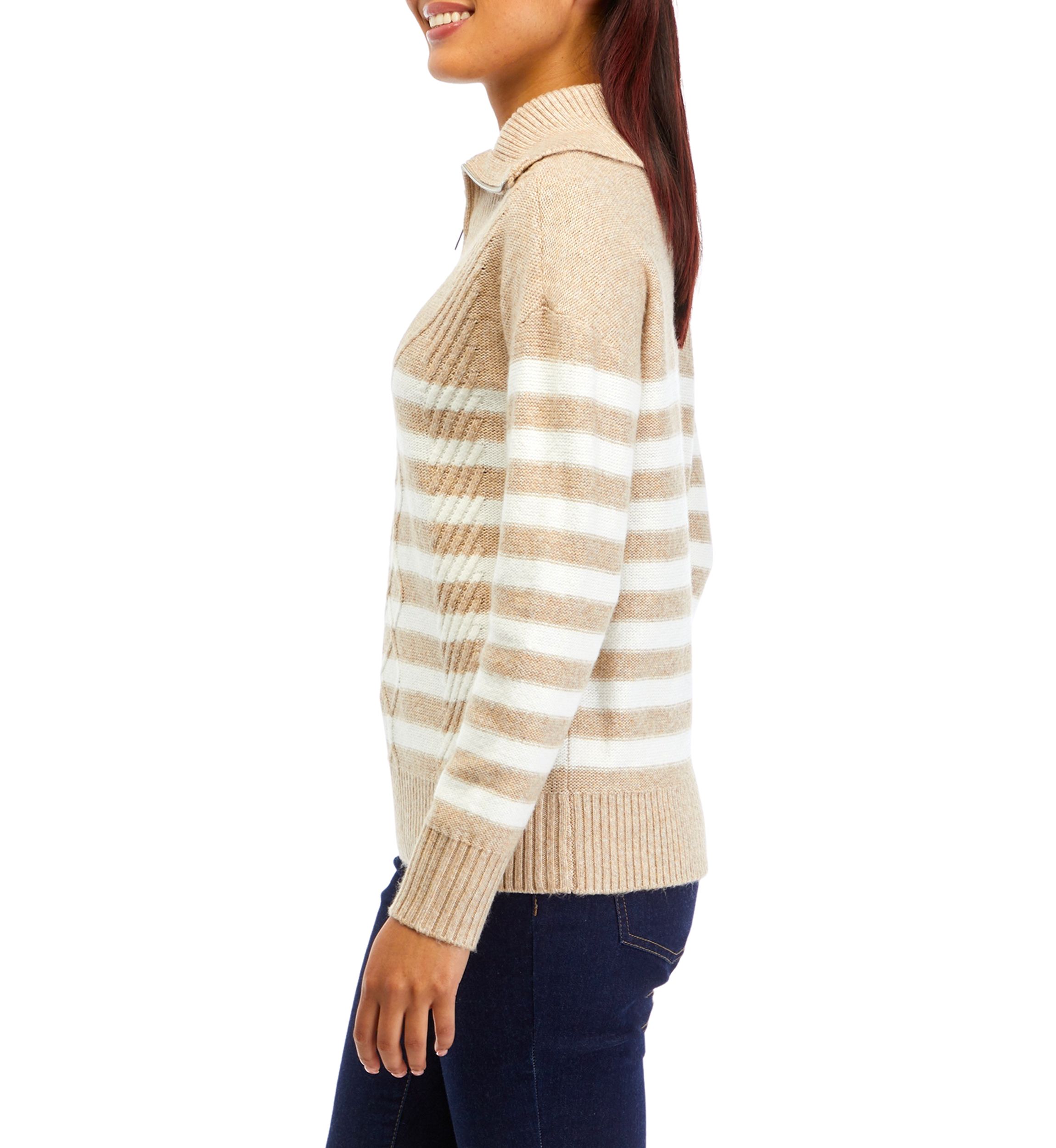 Womens 1/4 Zip Stripe Pullover
