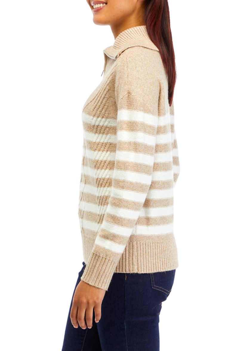 Womens 1/4 Zip Stripe Pullover