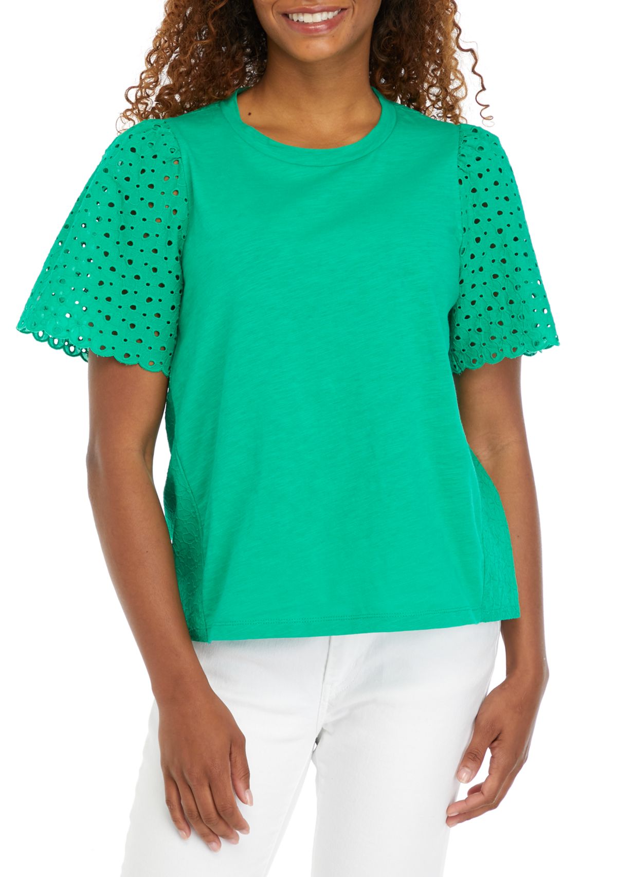 Womens Eyelet Knit Top