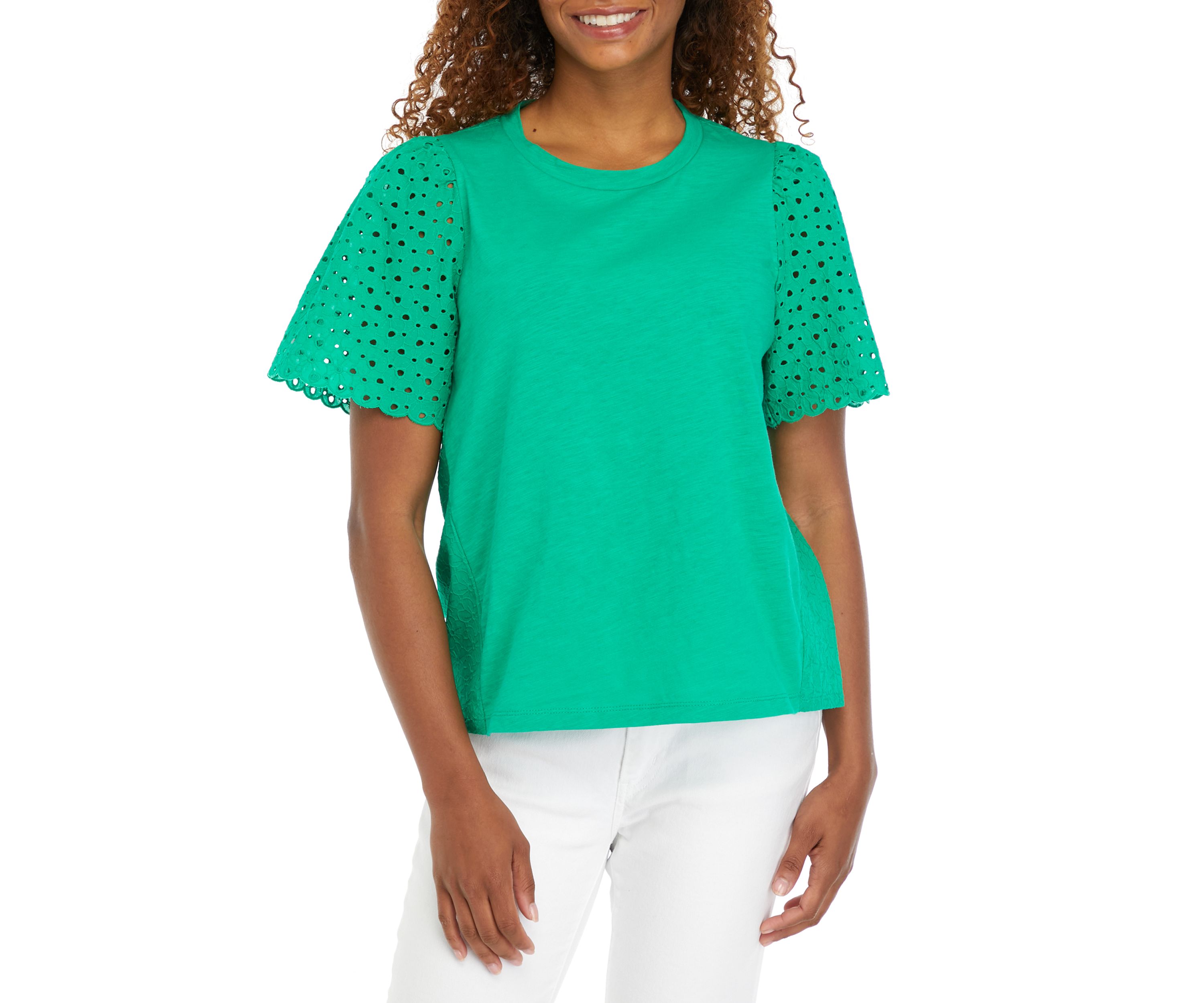 Womens Eyelet Knit Top