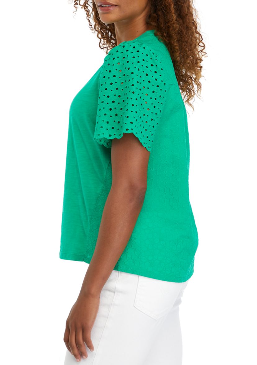 Womens Eyelet Knit Top