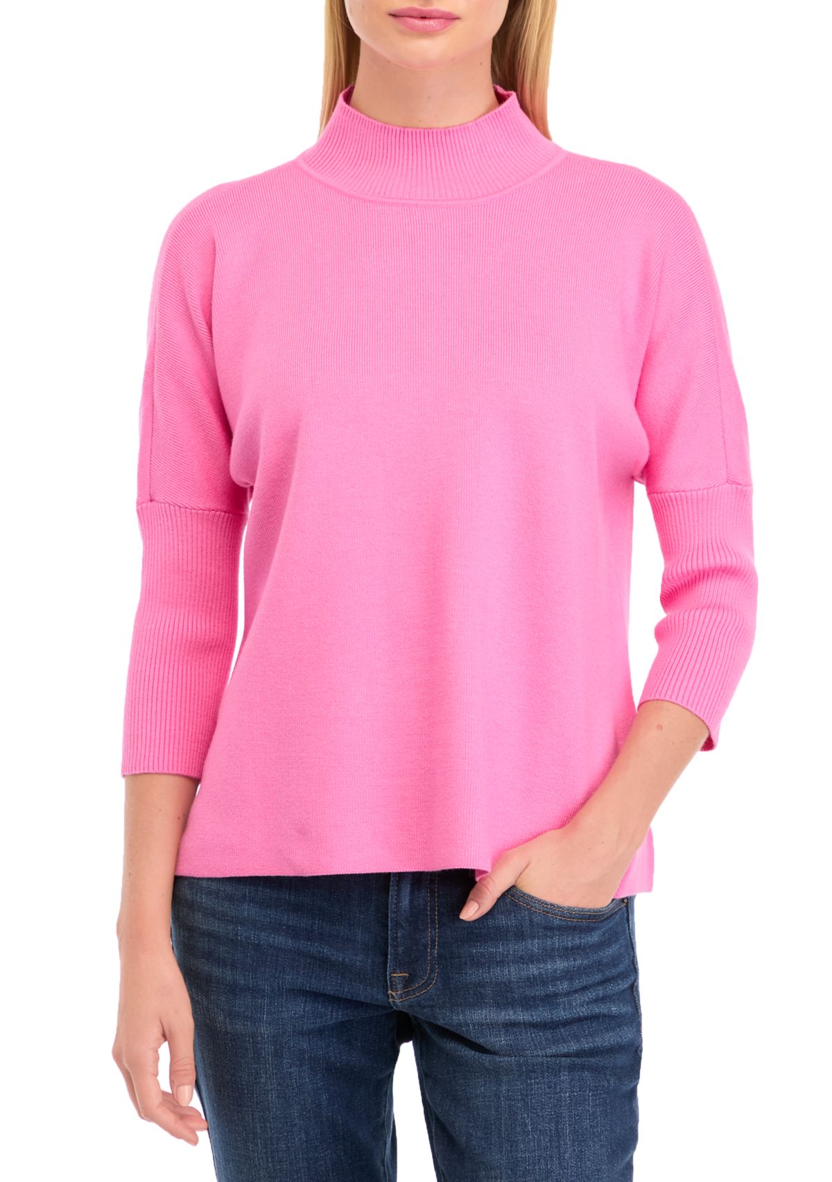 Womens Mock Neck Popover Sweater 