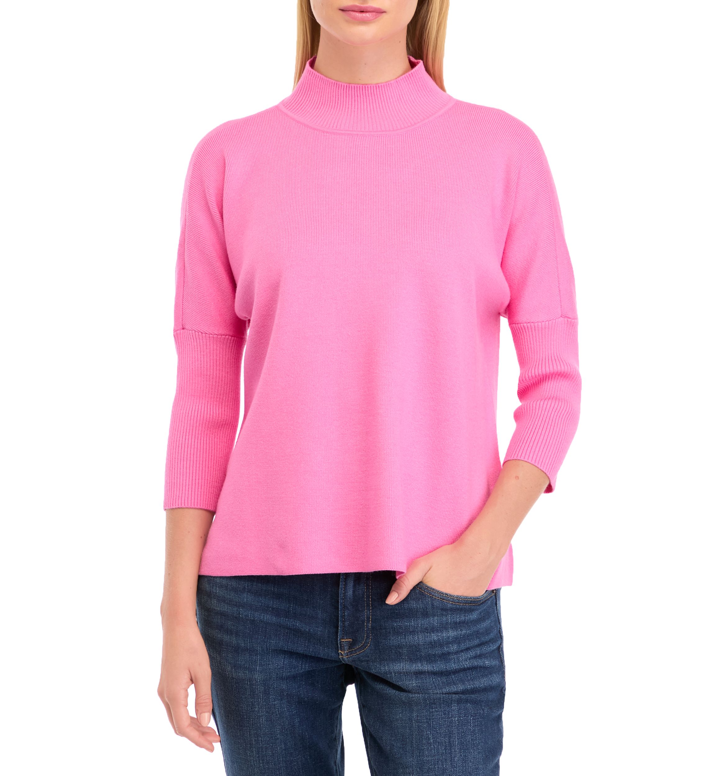 Womens Mock Neck Popover Sweater 