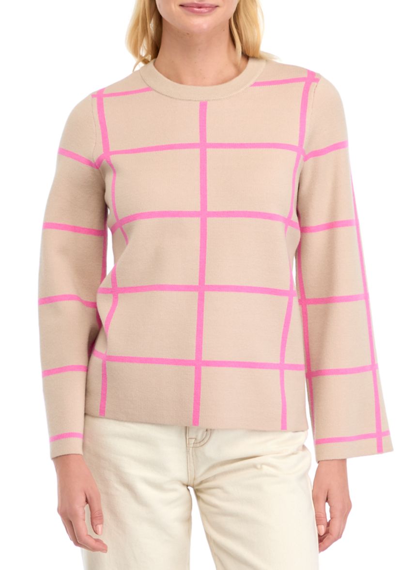 Womens Windowpane Sweater 