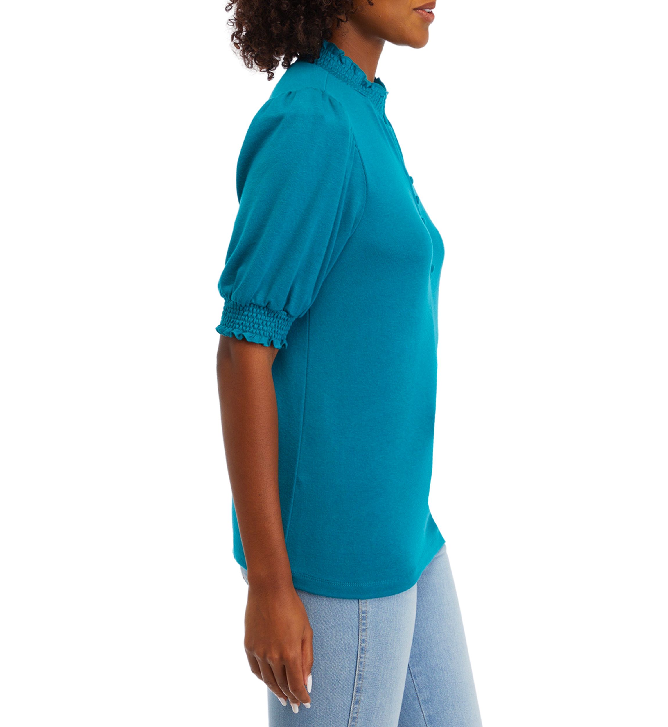 Womens Button Henley Knit Shirt 