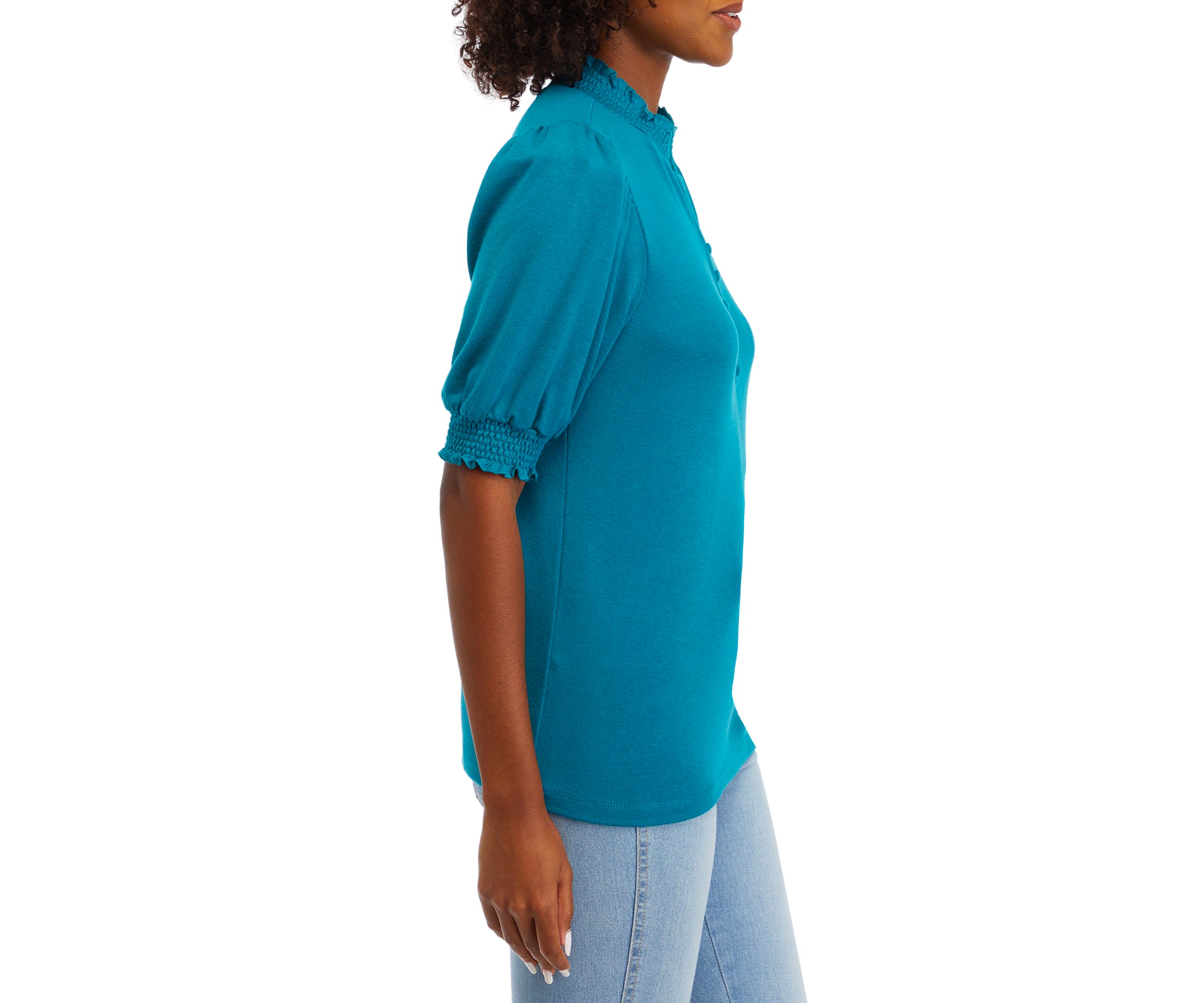 Womens Button Henley Knit Shirt 