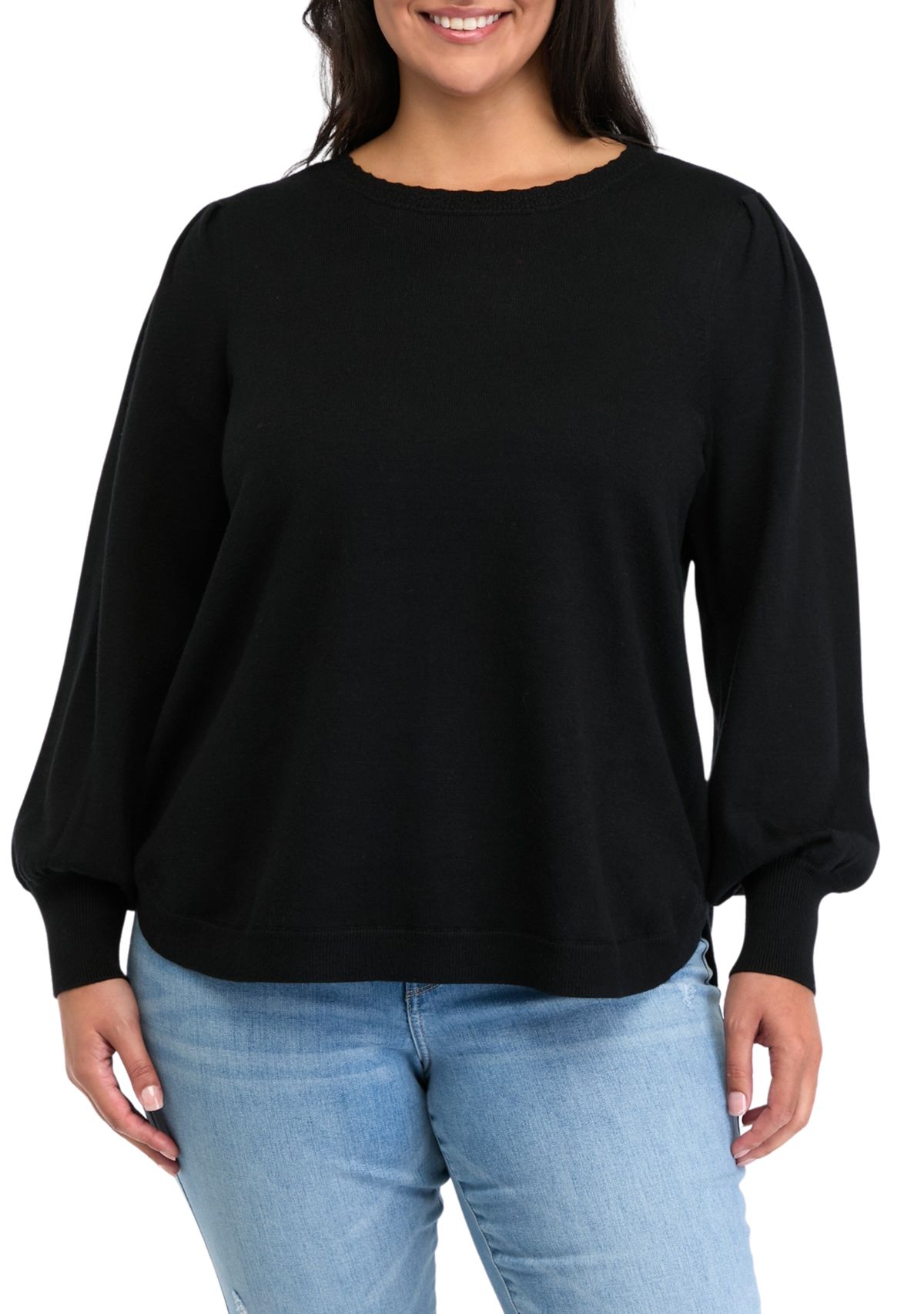 Plus Size Round Hem Sweater