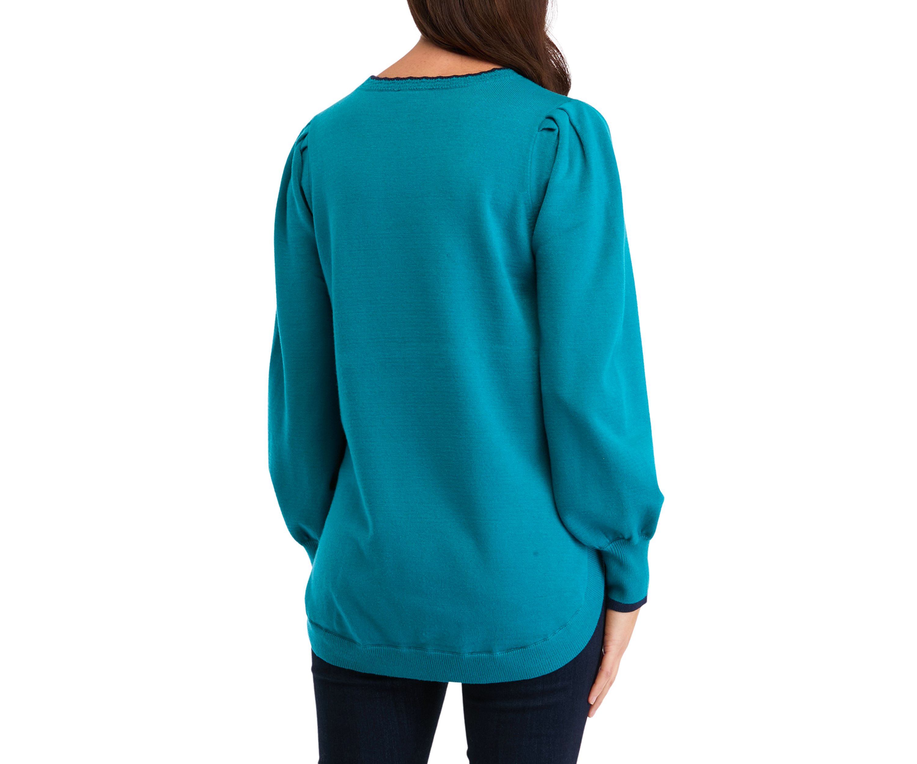 Womens Long Sleeve Round Hem Stripe Sweater