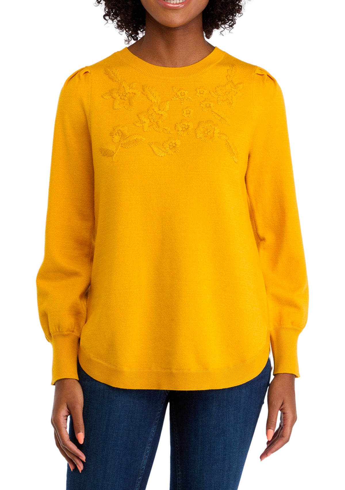 Womens Long Sleeve Round Hem Sweater 