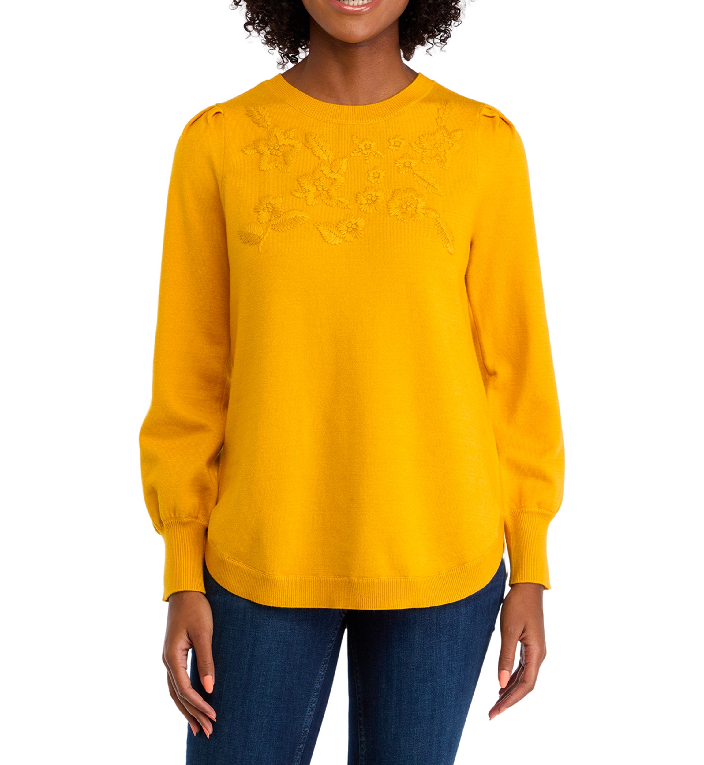 Womens Long Sleeve Round Hem Sweater 