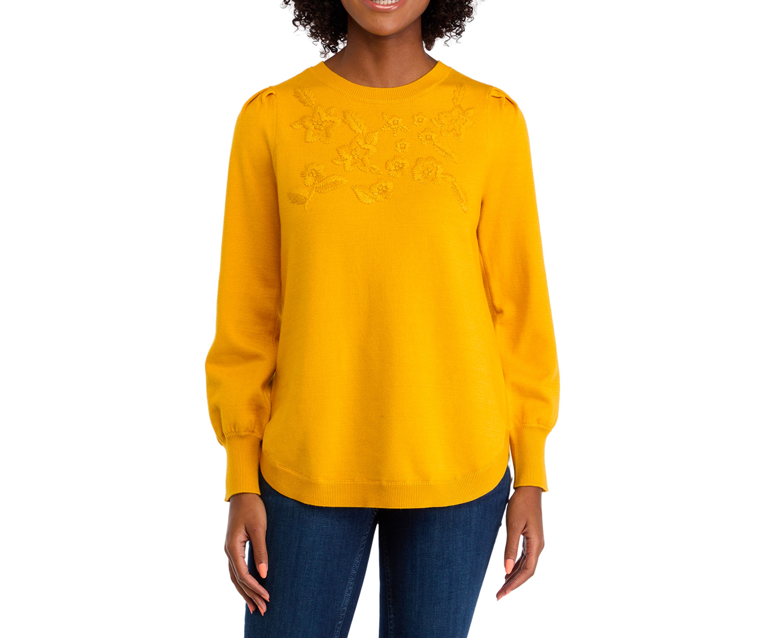 Womens Long Sleeve Round Hem Sweater 