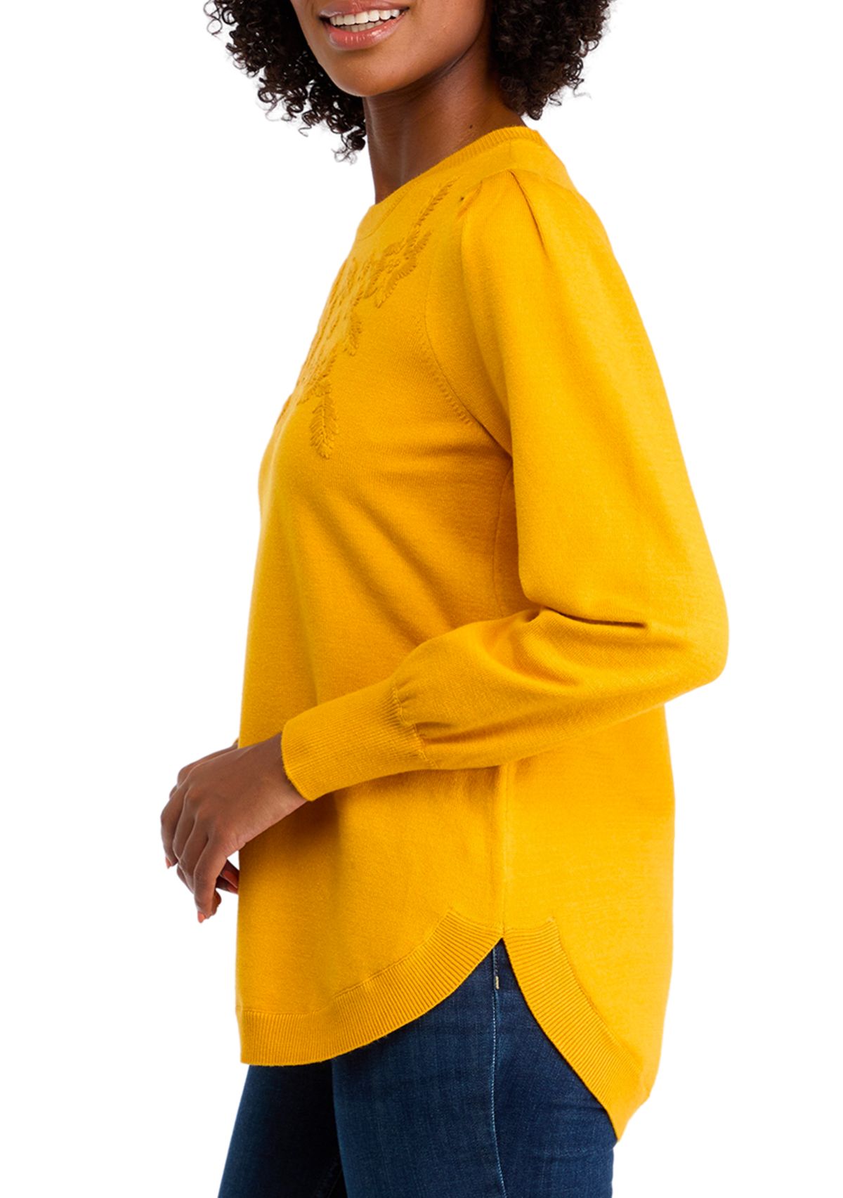 Womens Long Sleeve Round Hem Sweater 