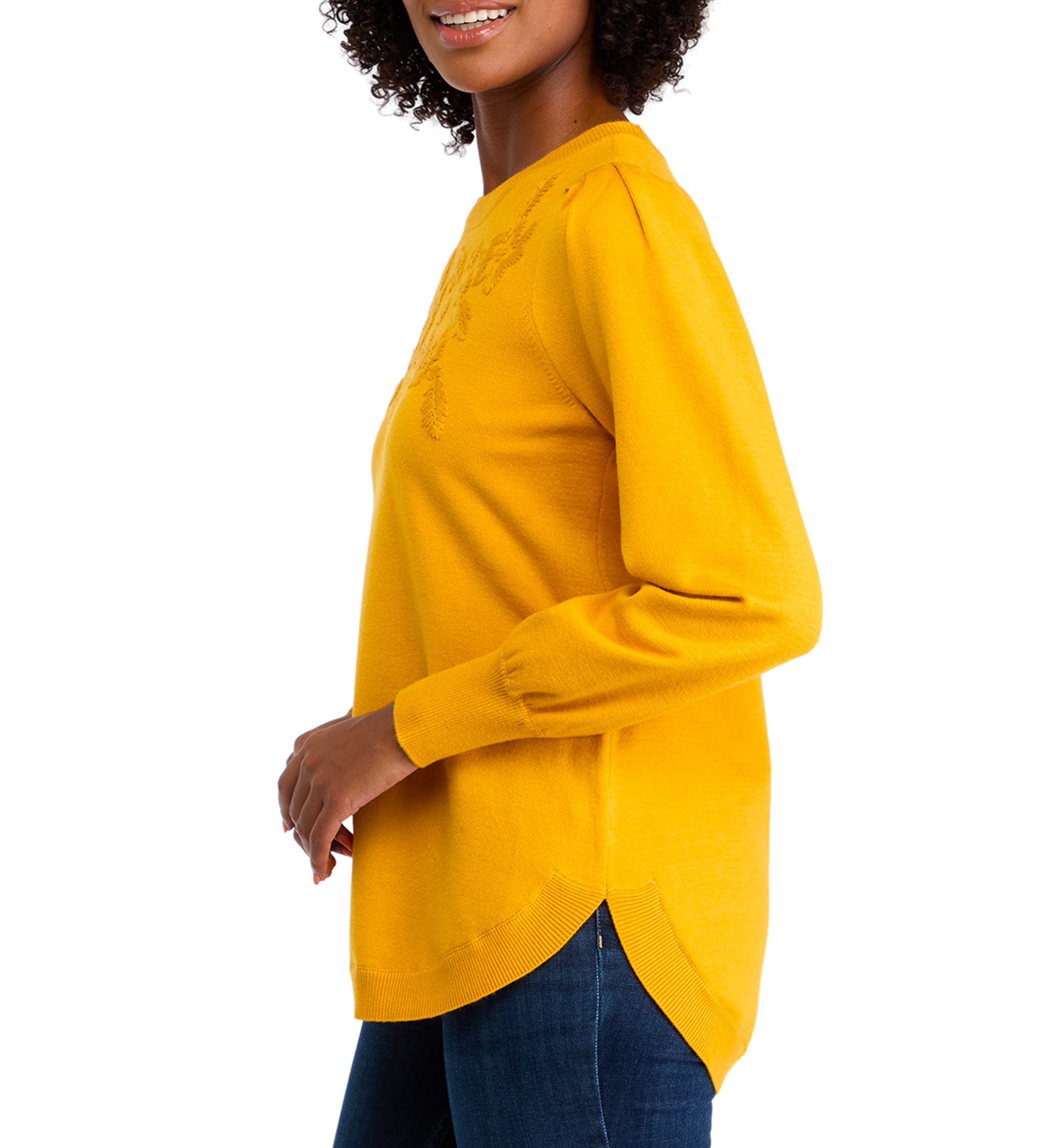 Womens Long Sleeve Round Hem Sweater 