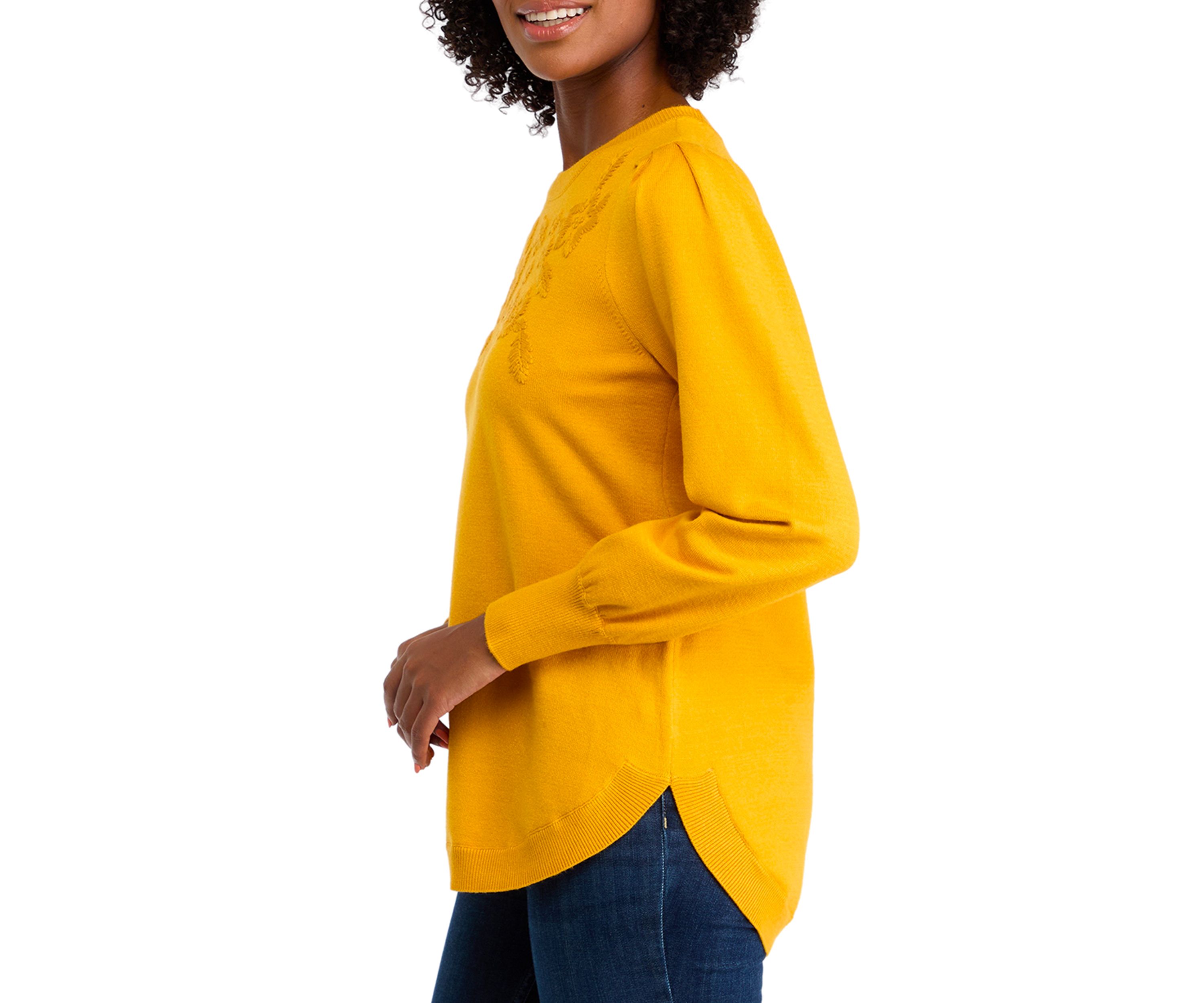 Womens Long Sleeve Round Hem Sweater 