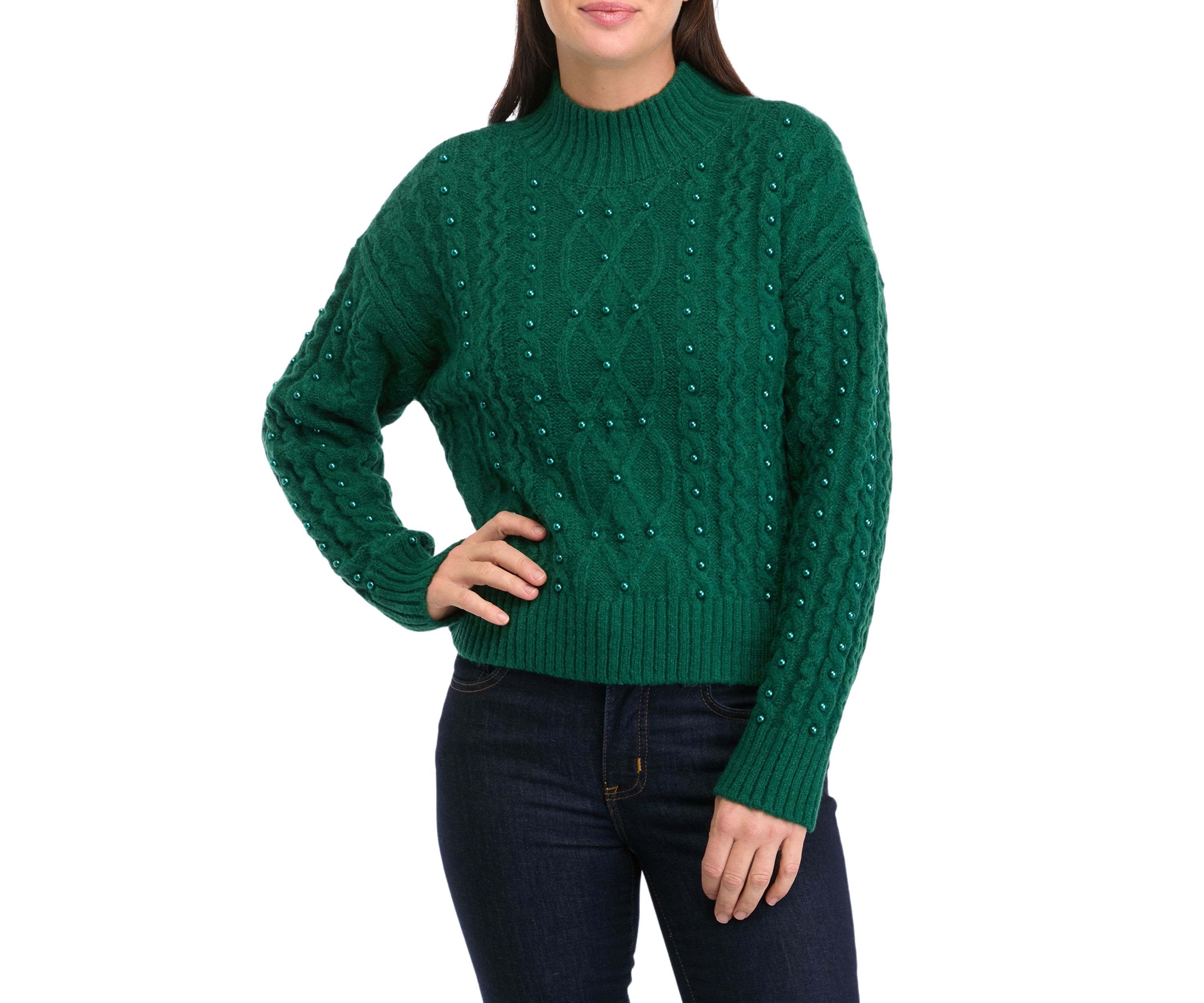 Petite Pearl Cable Knit Sweater