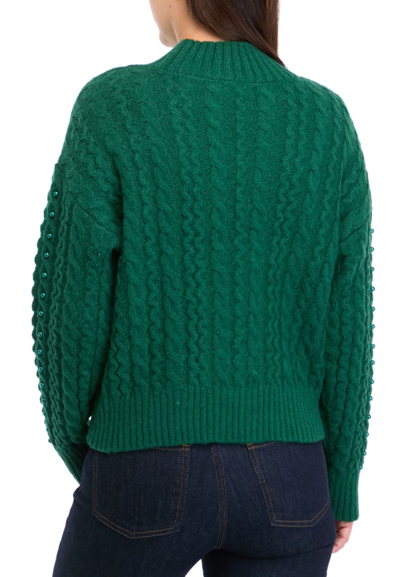 Petite Pearl Cable Knit Sweater