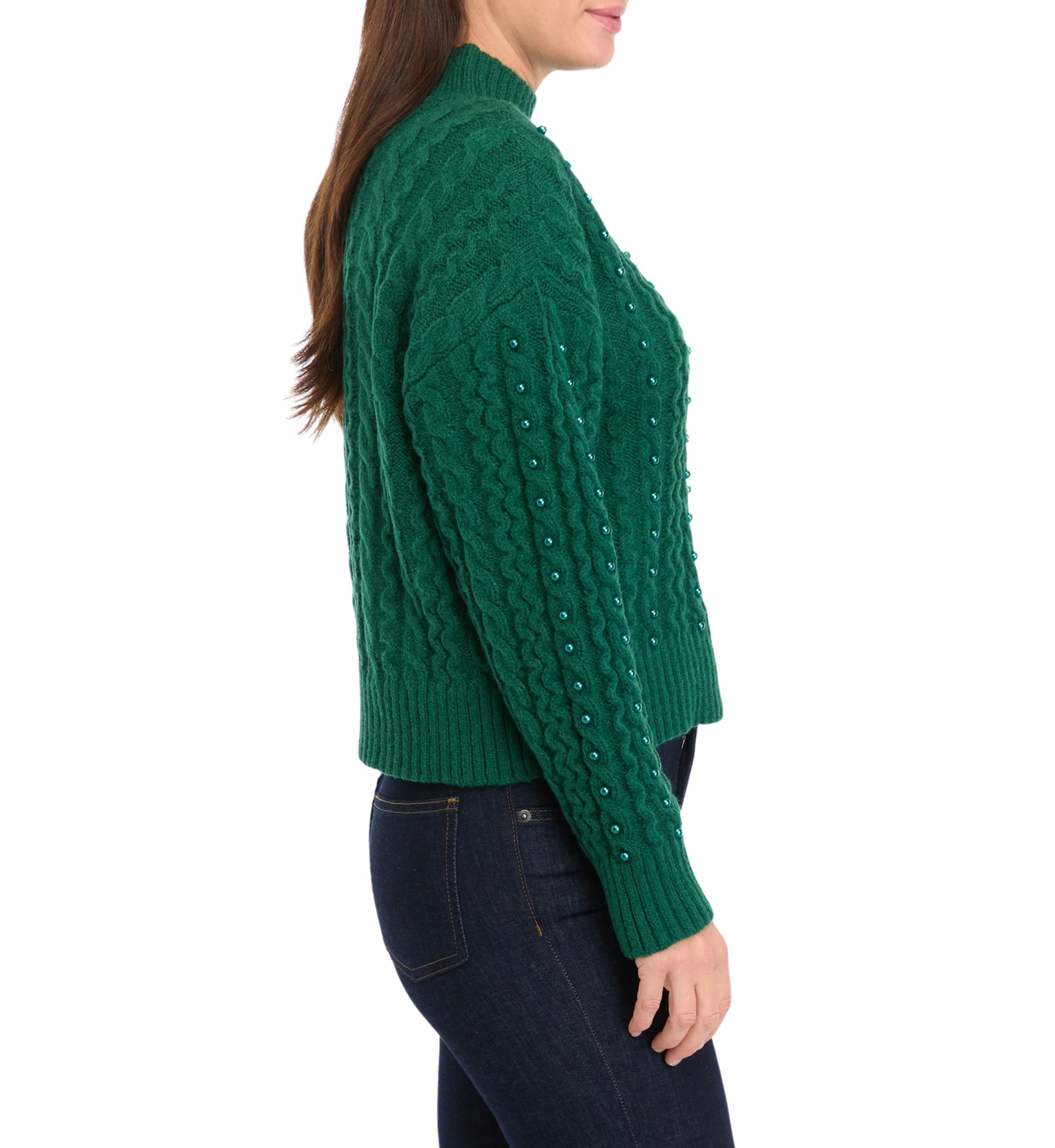 Petite Pearl Cable Knit Sweater