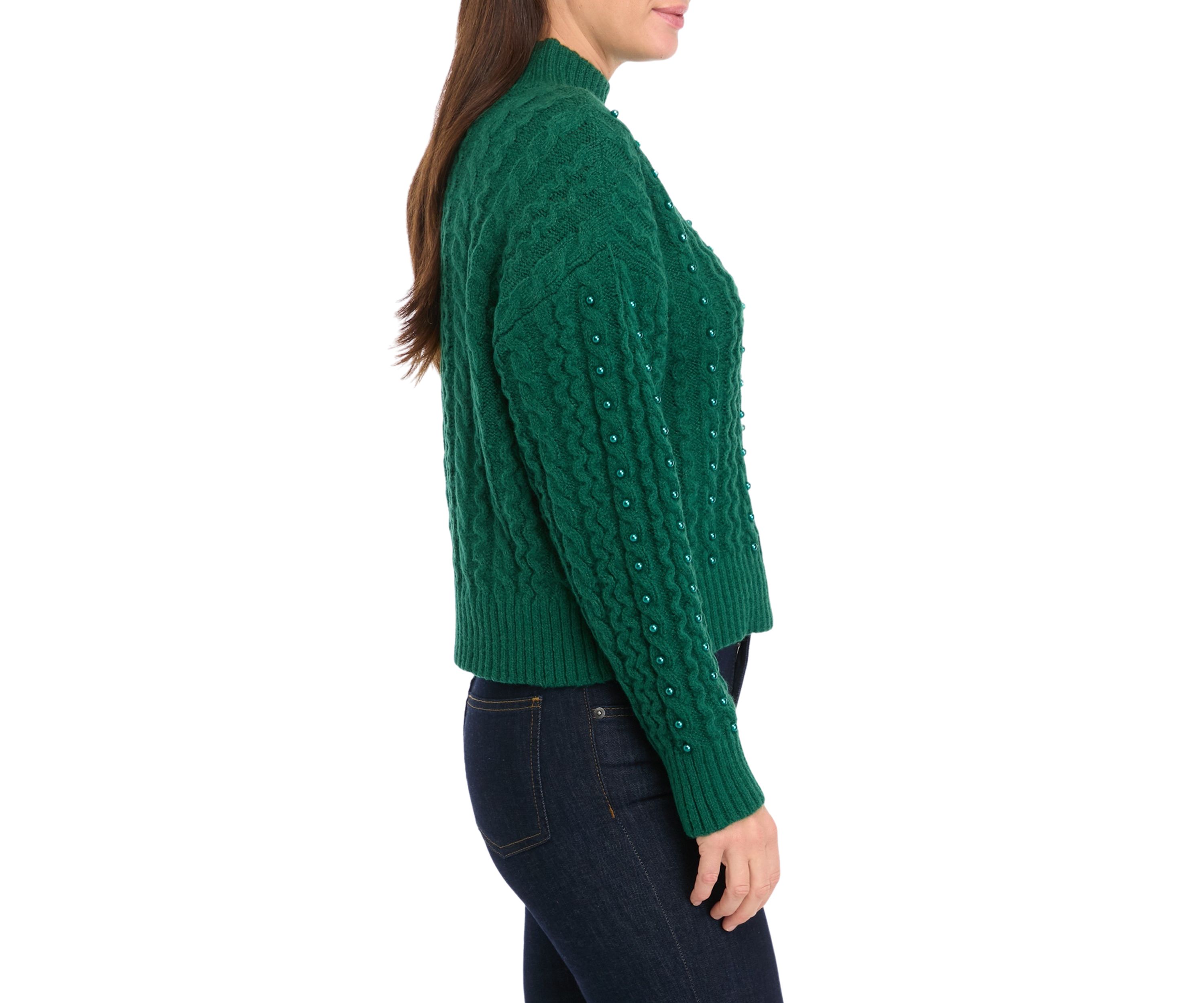 Petite Pearl Cable Knit Sweater