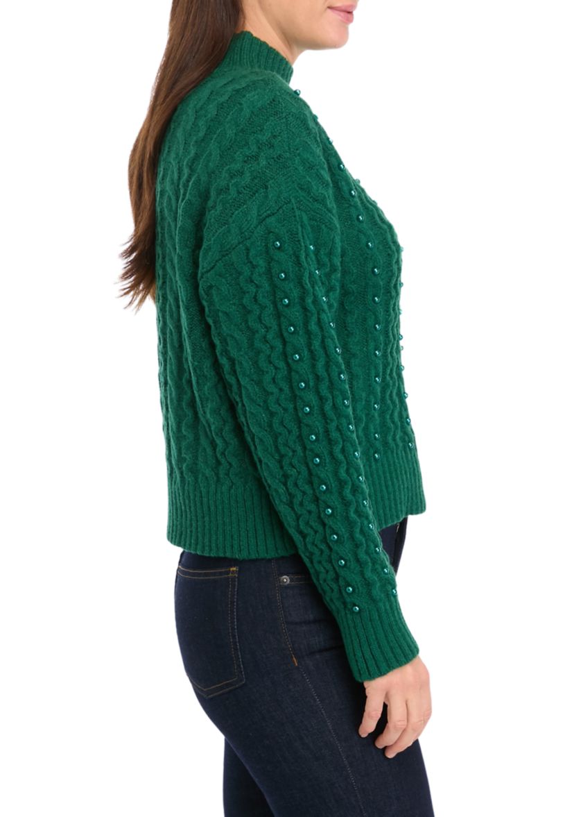 Petite Pearl Cable Knit Sweater