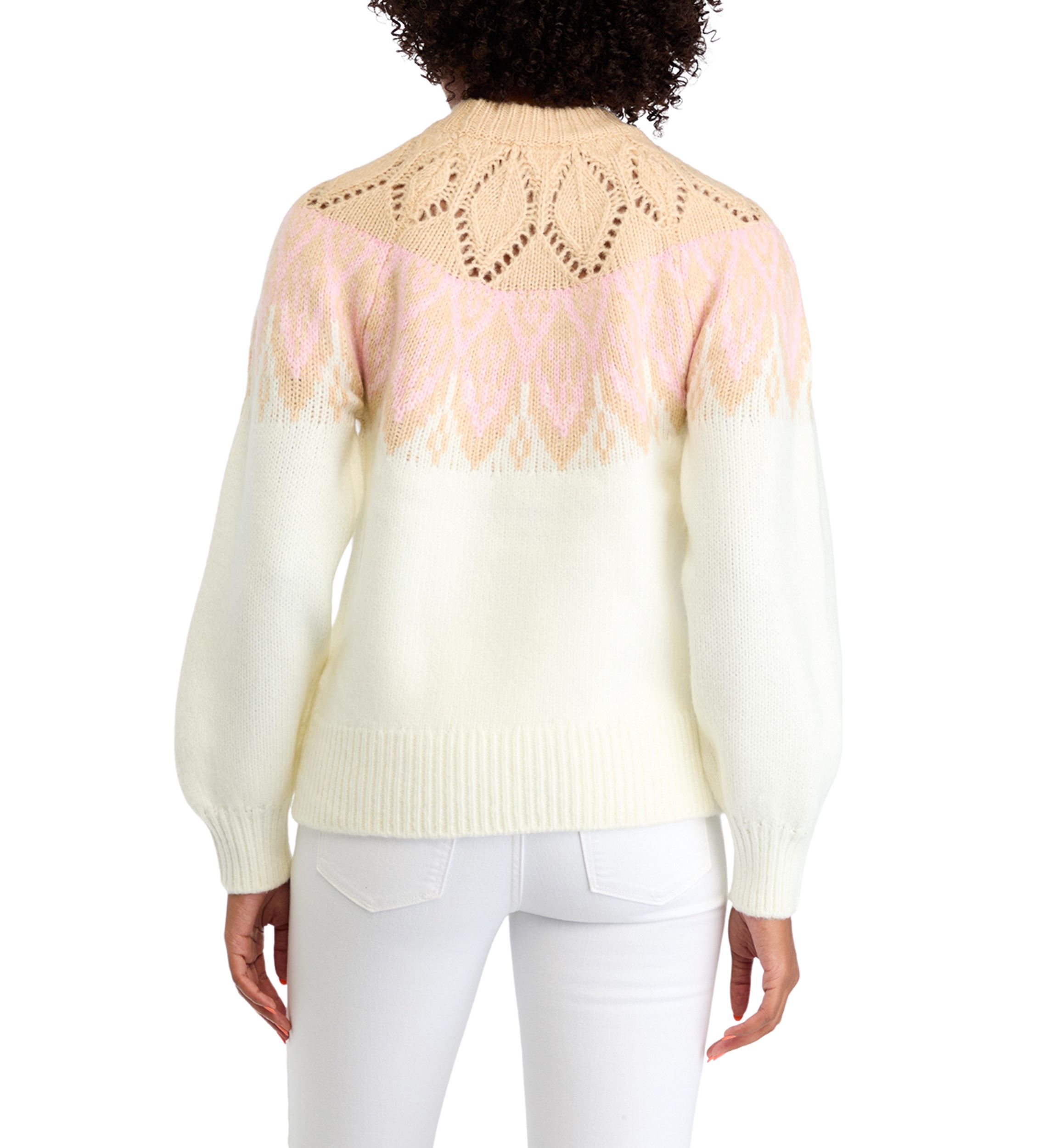 Womens Long Sleeve Fair Isle Sweater 