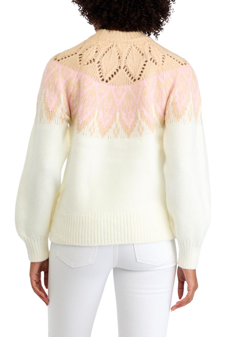 Womens Long Sleeve Fair Isle Sweater 