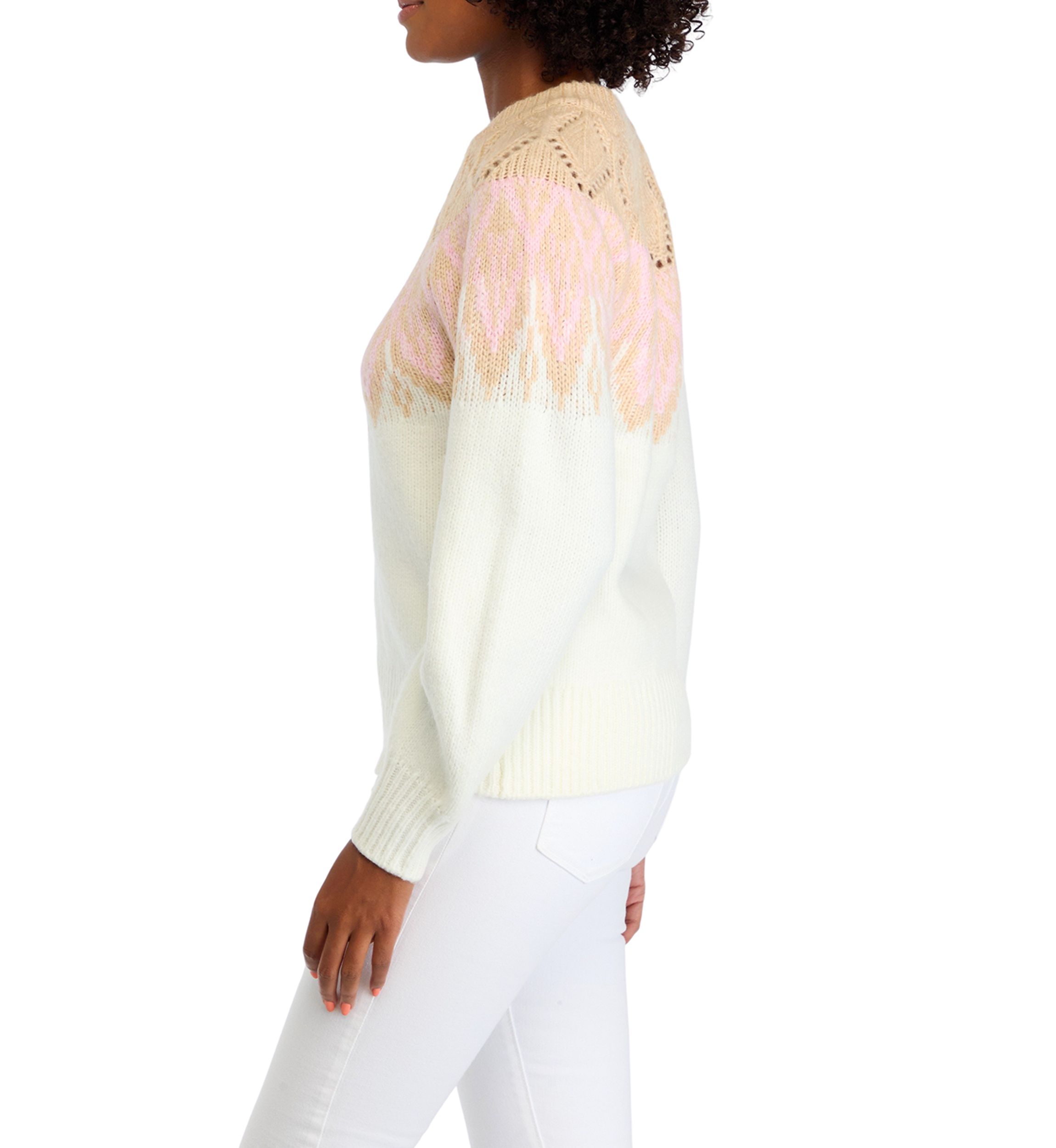 Womens Long Sleeve Fair Isle Sweater 