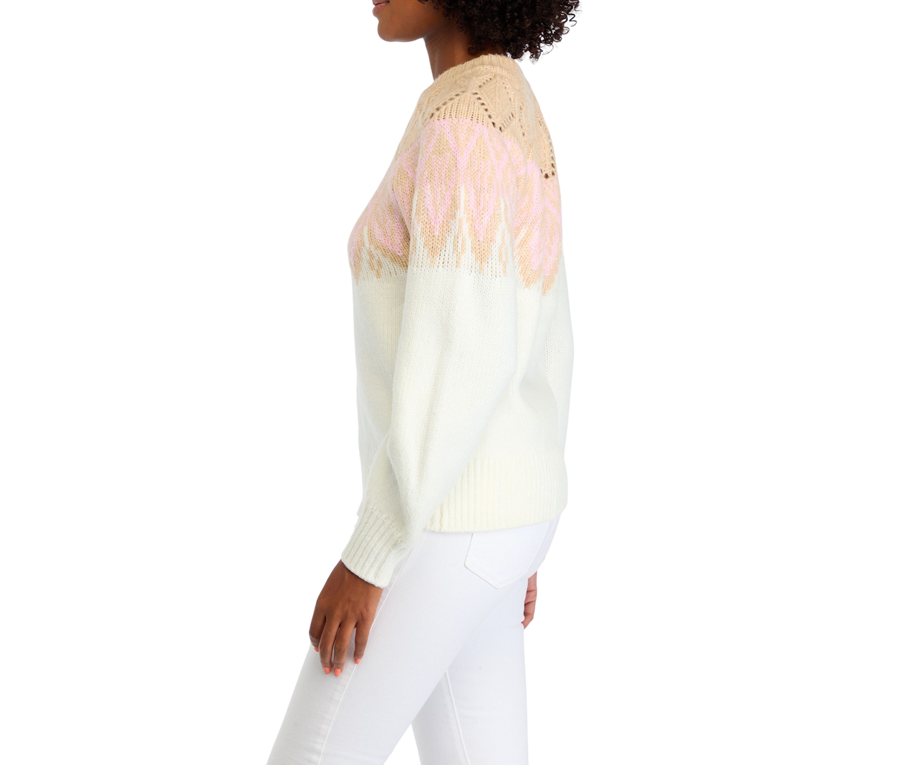 Womens Long Sleeve Fair Isle Sweater 