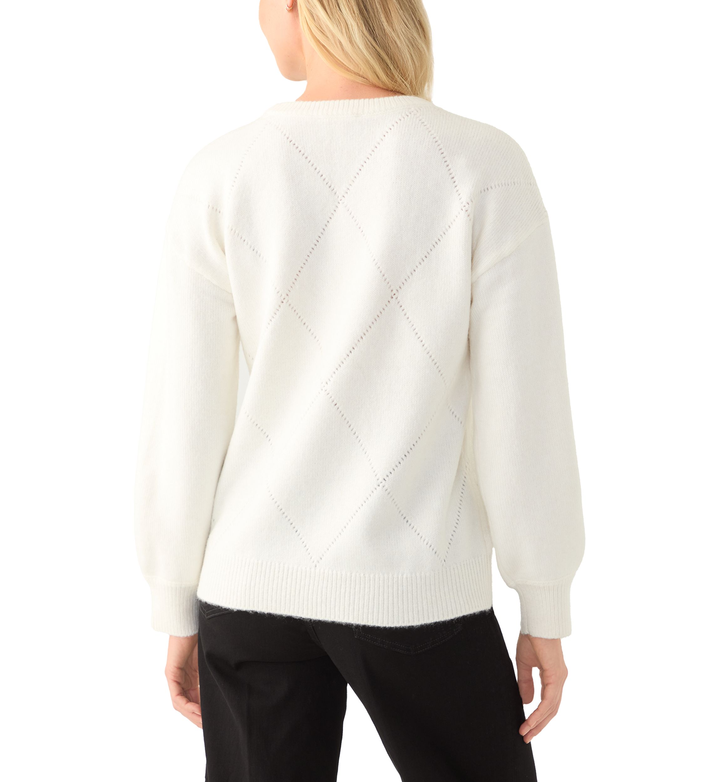 Womens Sequin Diamond Quilted Sweater