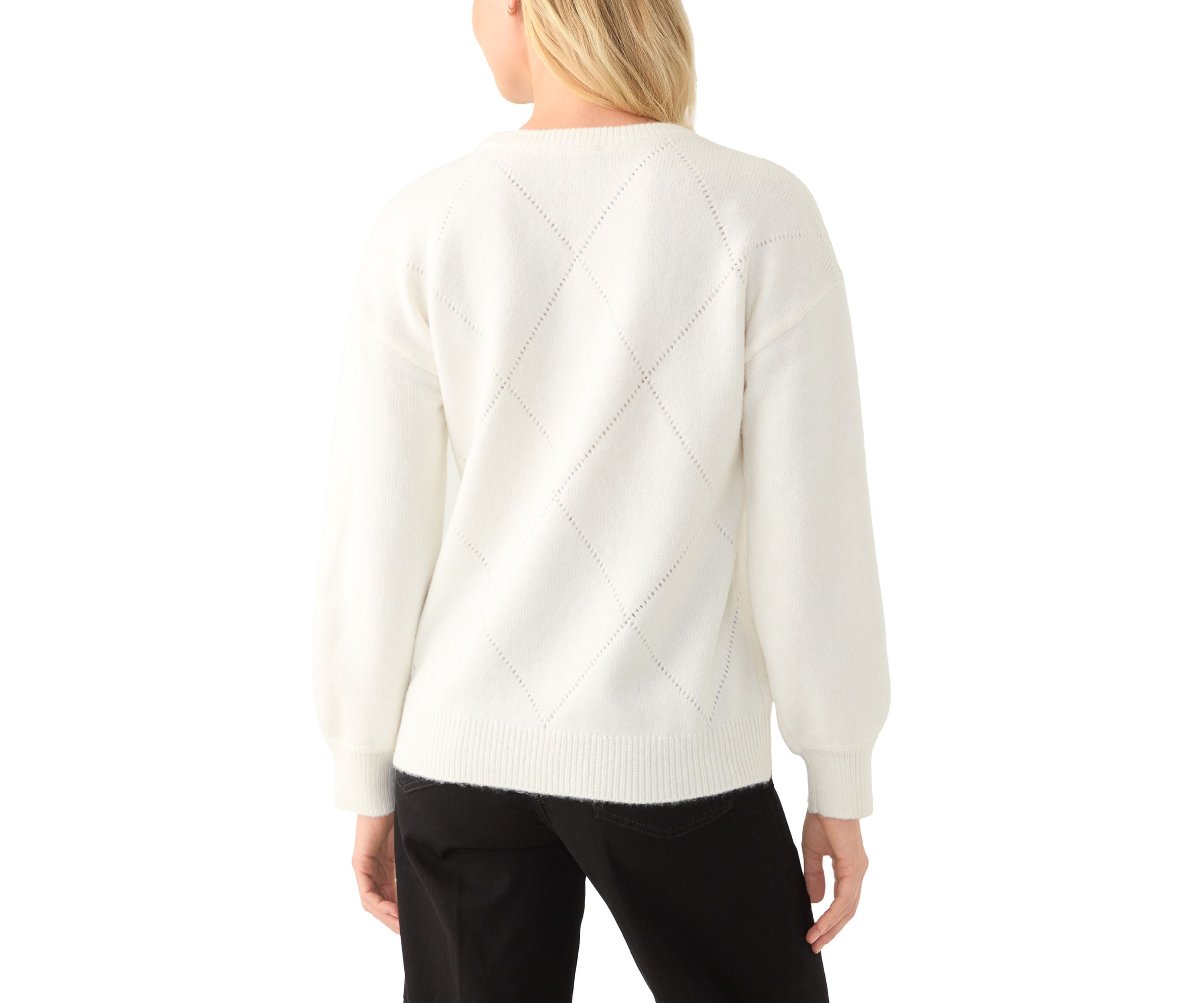 Womens Sequin Diamond Quilted Sweater