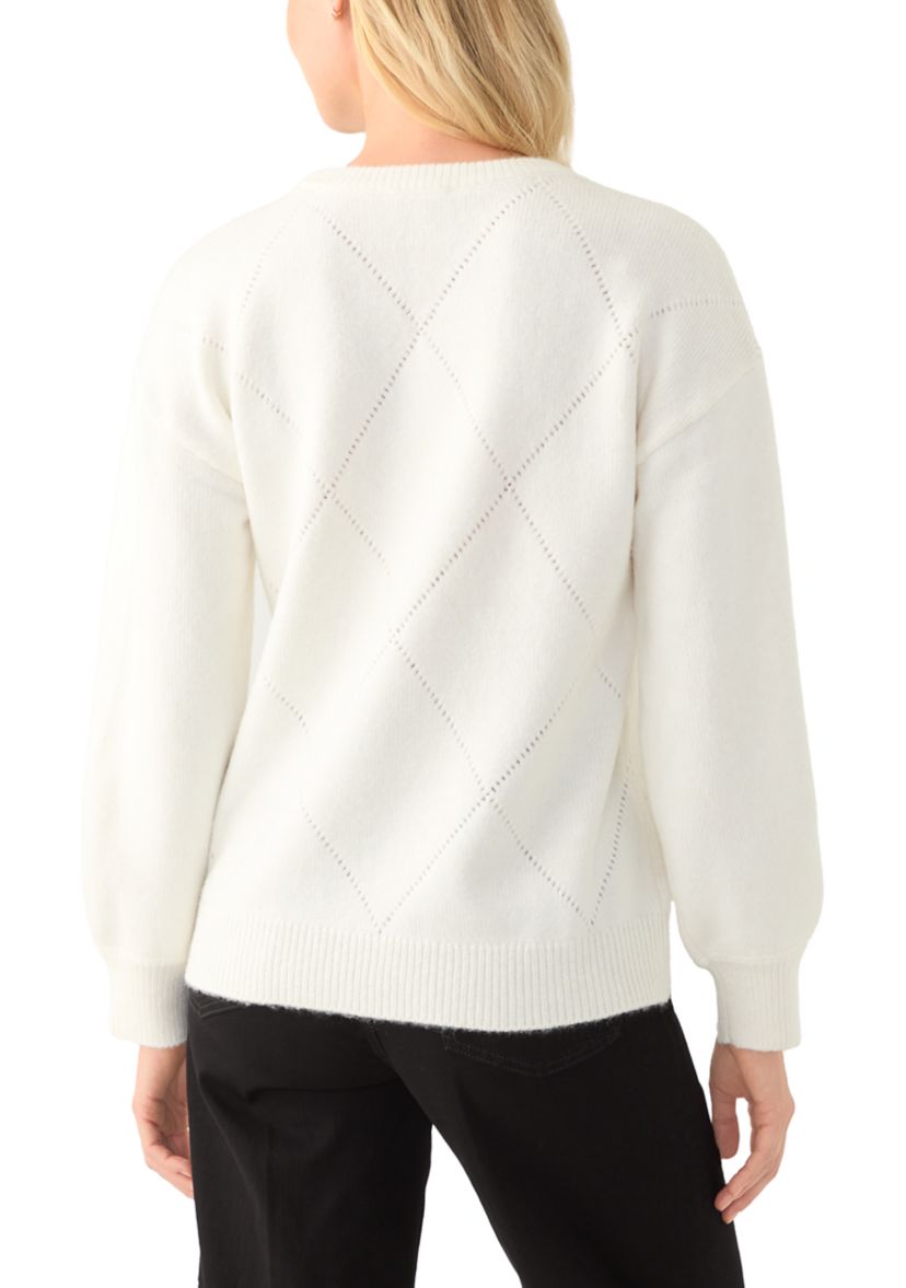 Womens Sequin Diamond Quilted Sweater