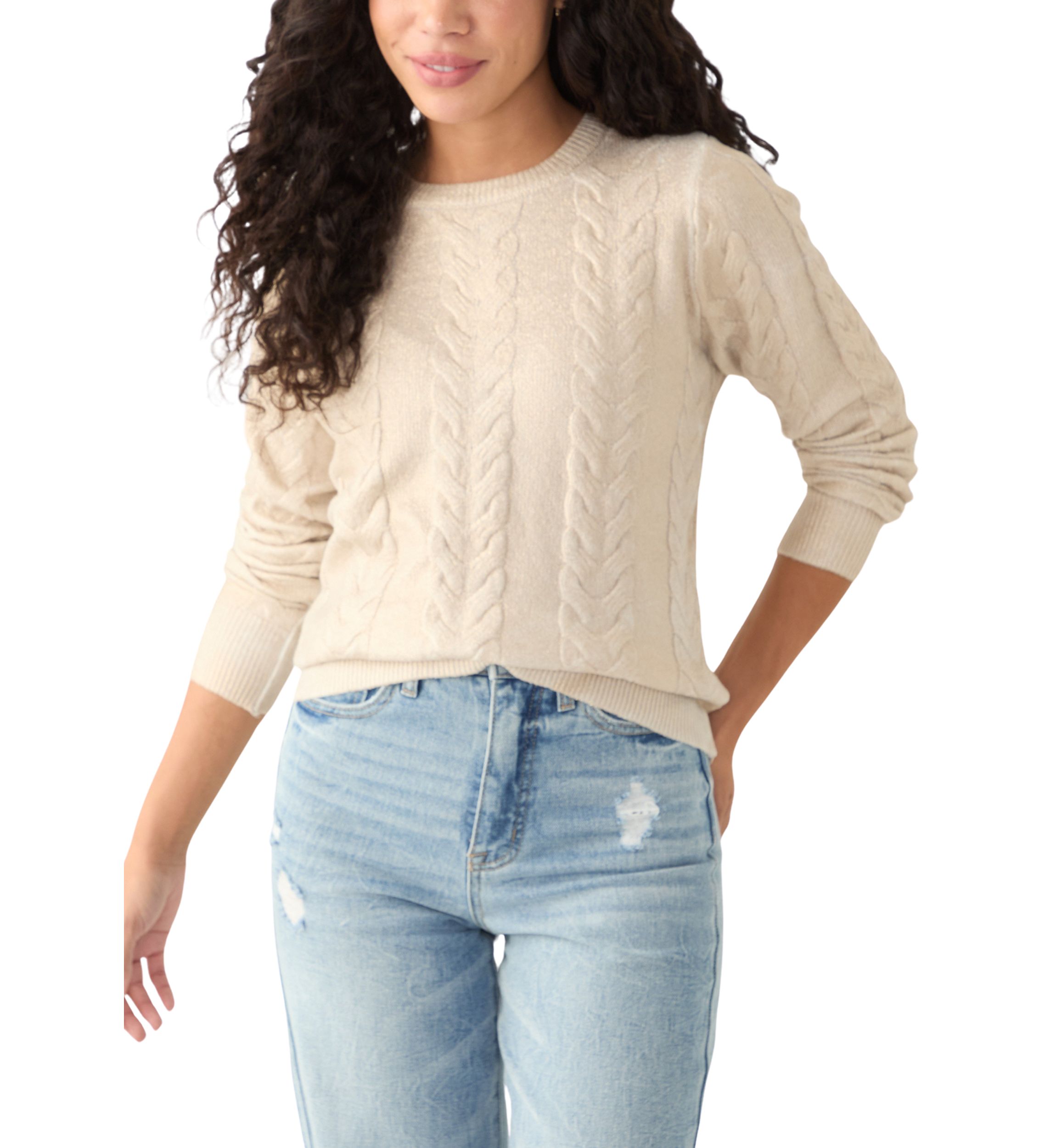Petite Cable Metallic Sweater 