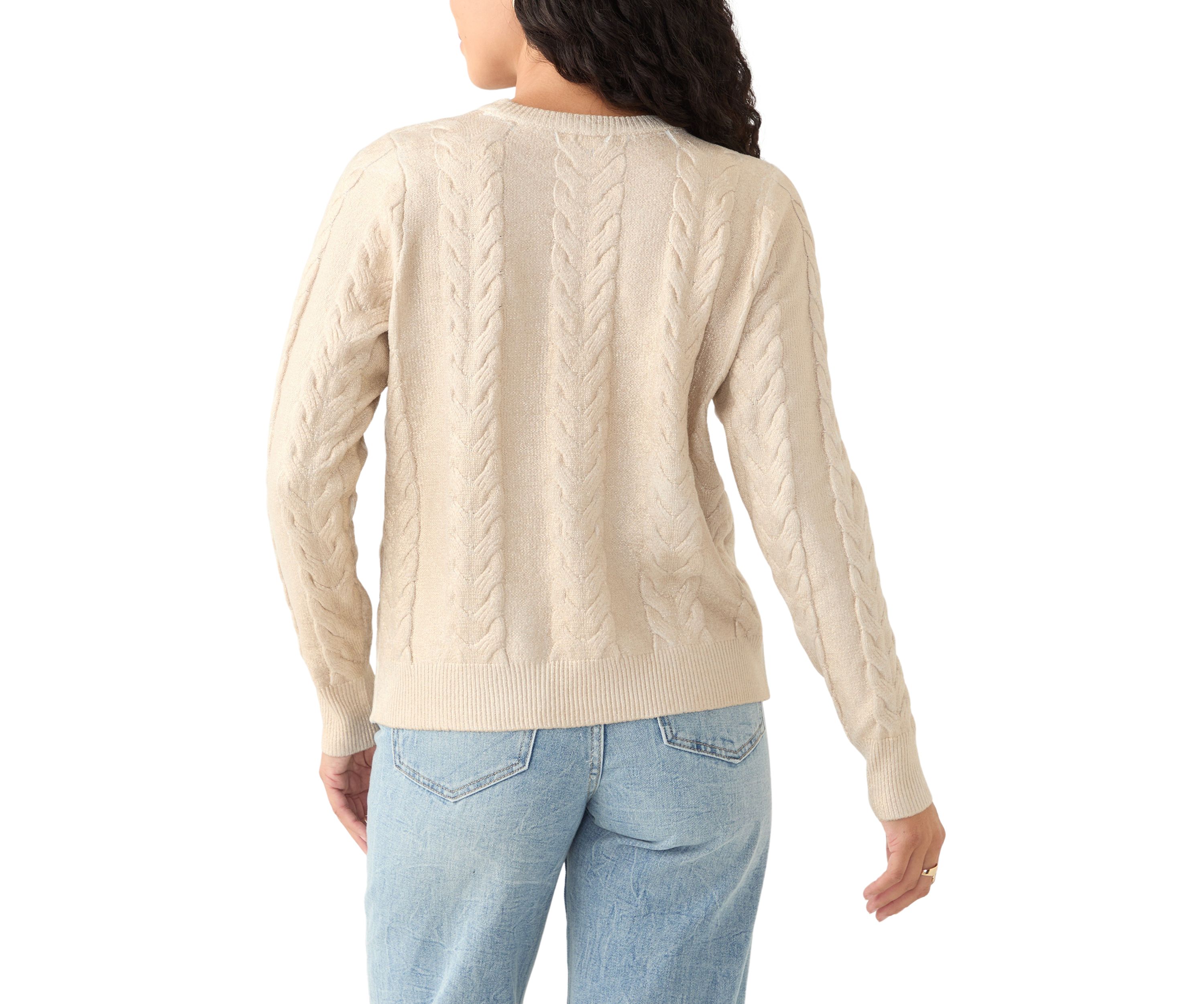 Petite Cable Metallic Sweater 
