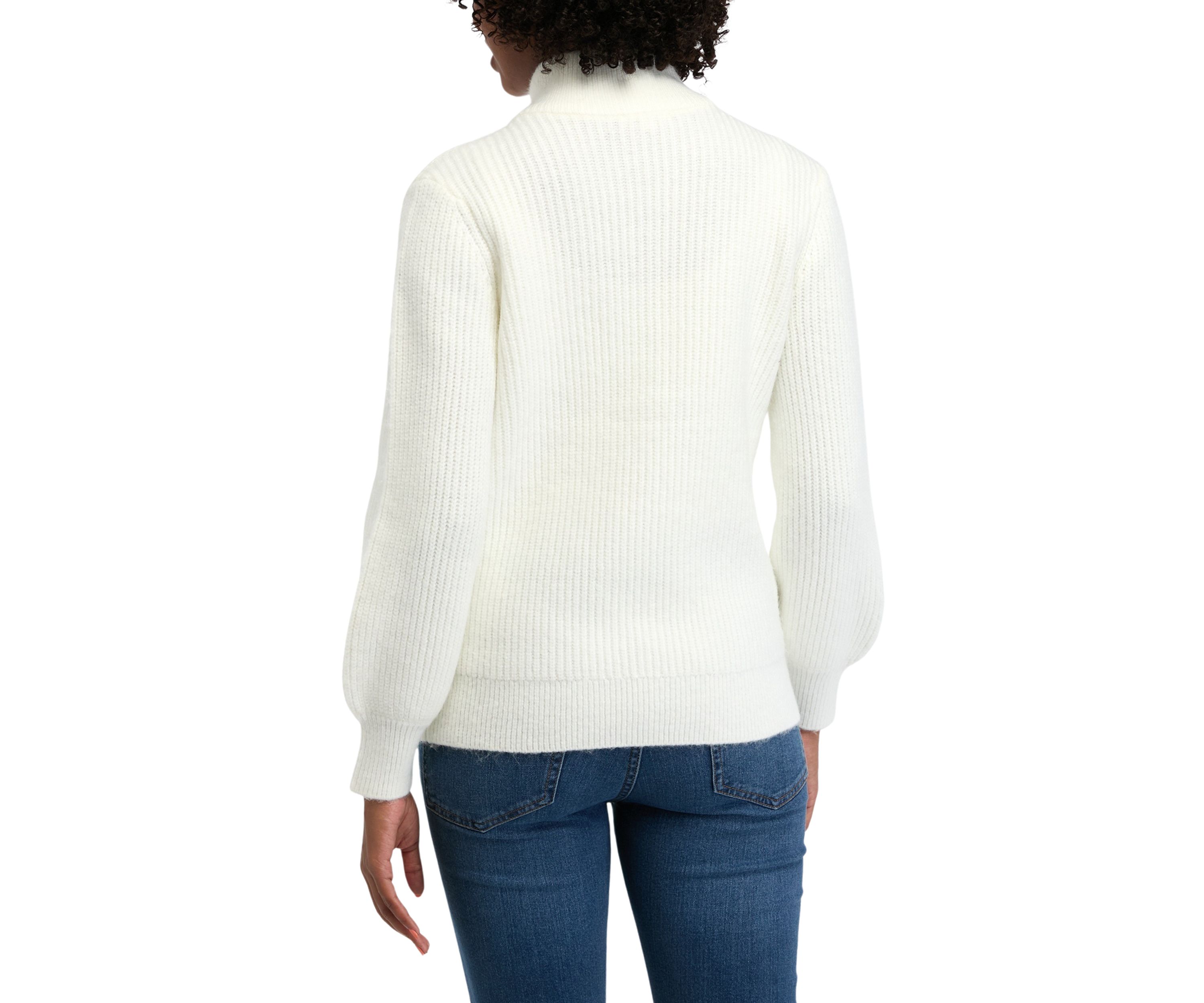 Womens 1/4 Jewel Button Sweater