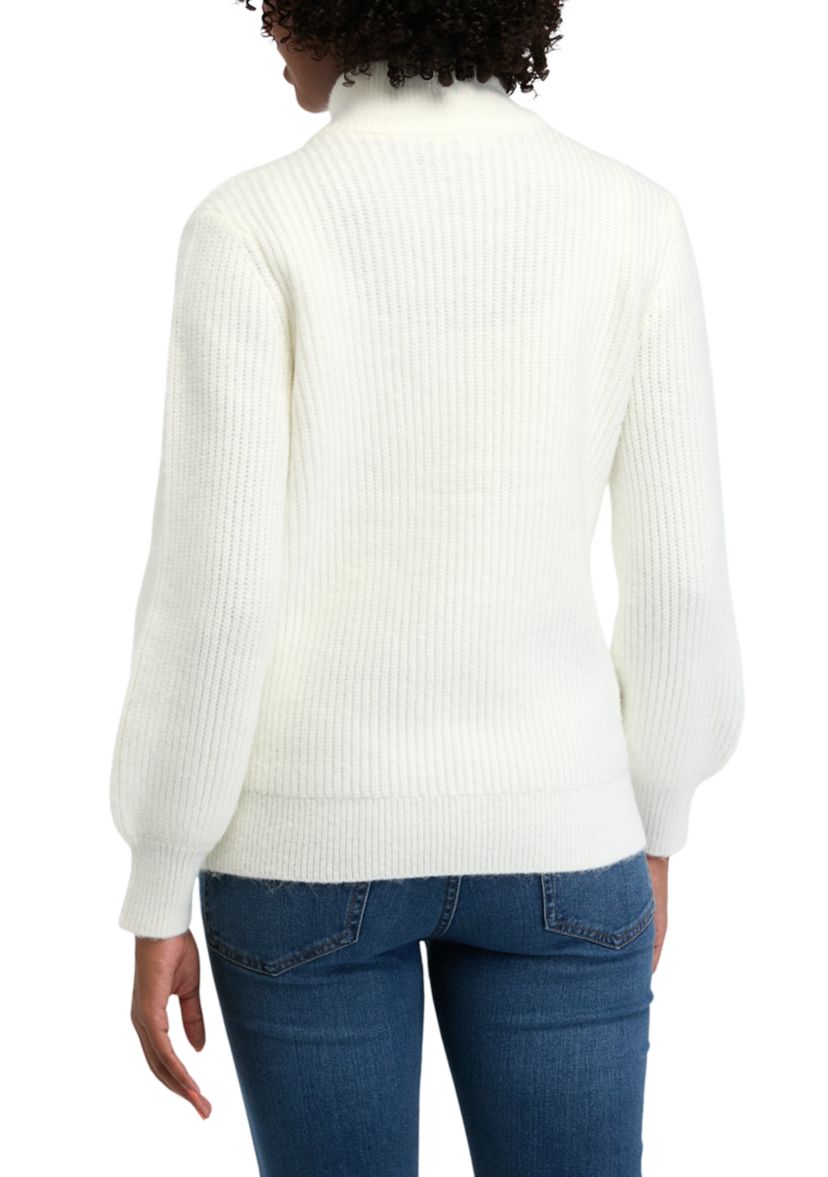 Womens 1/4 Jewel Button Sweater