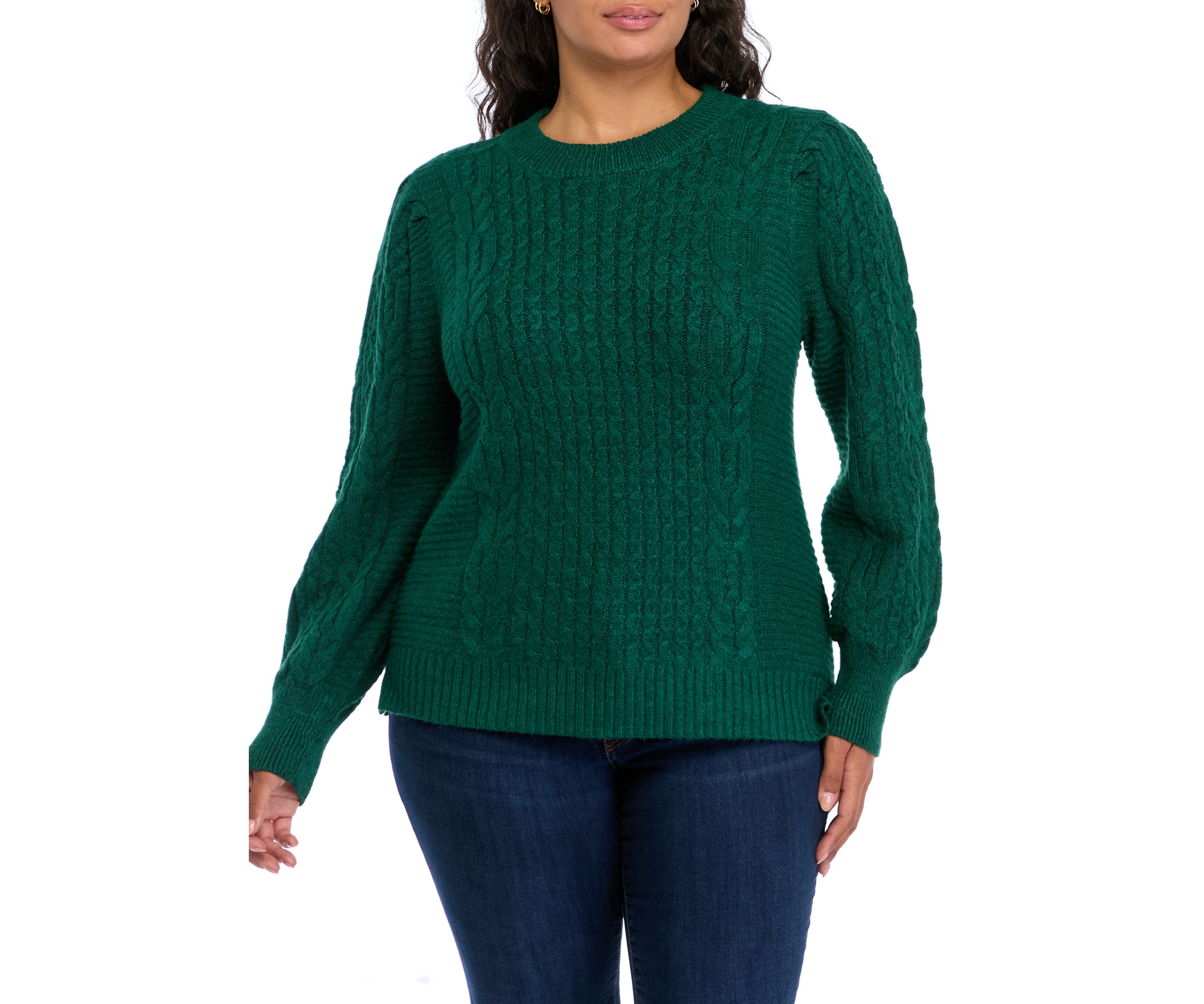 Plus Size Long Sleeve Cable Sweater