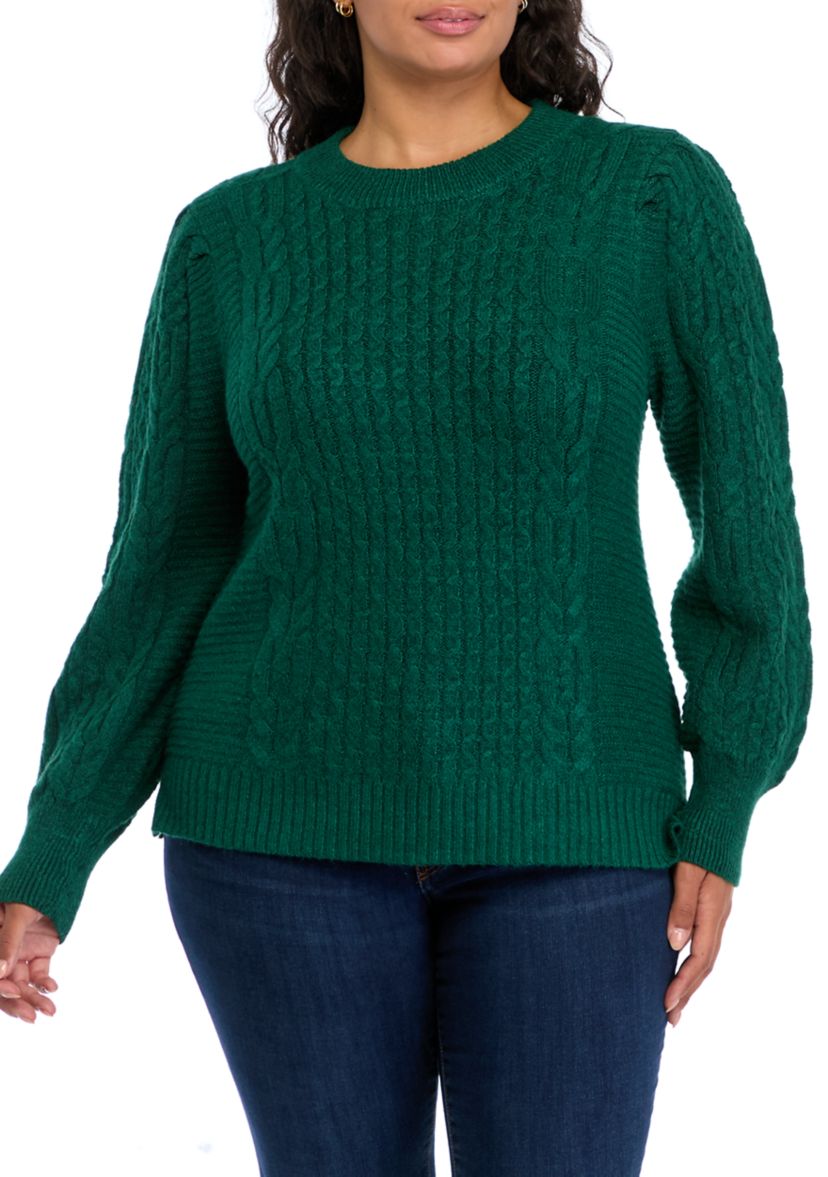 Plus Size Long Sleeve Cable Sweater
