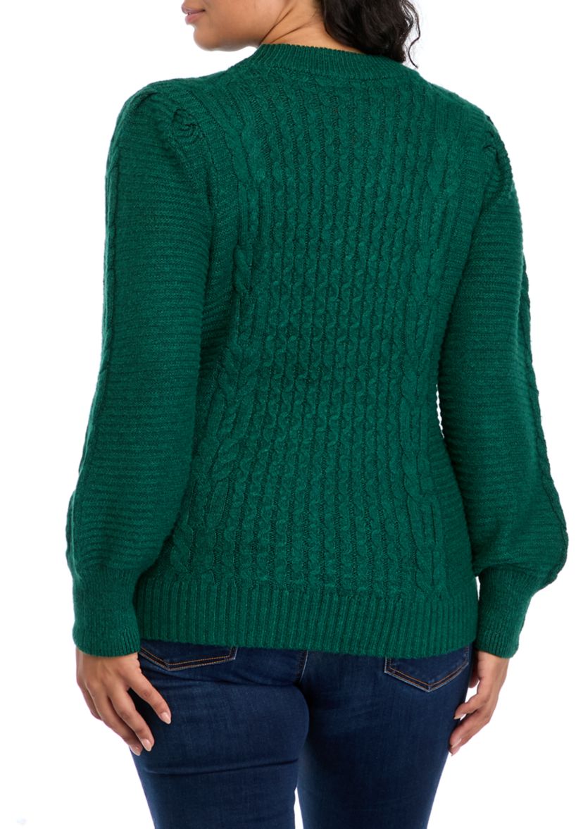 Plus Size Long Sleeve Cable Sweater