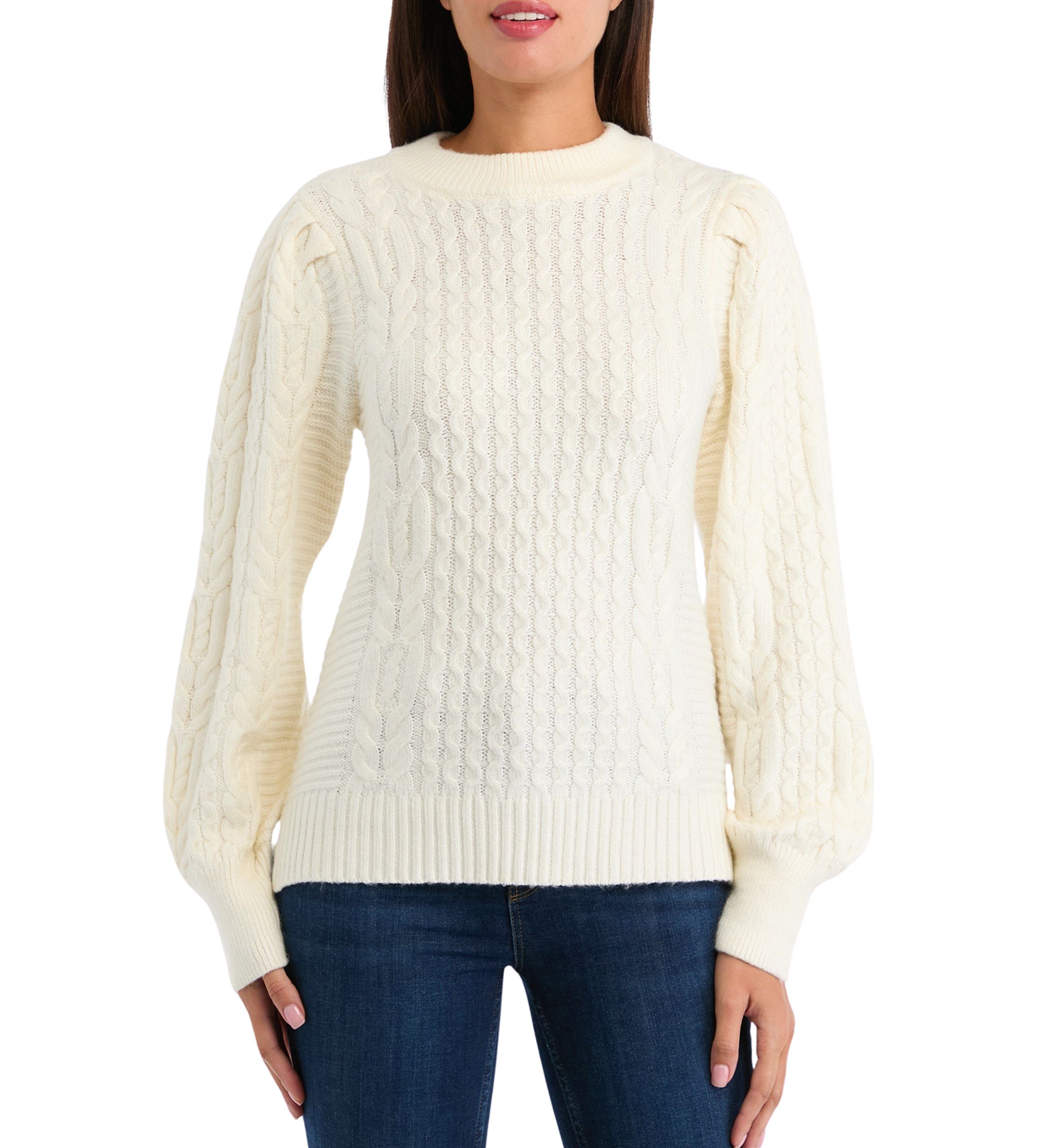 Womens Long Sleeve Cable Sweater