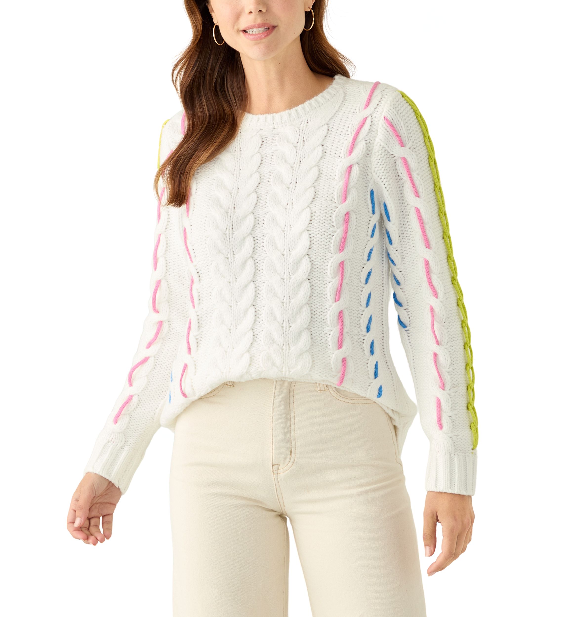 Womens Cable Whip Stitch Sweater