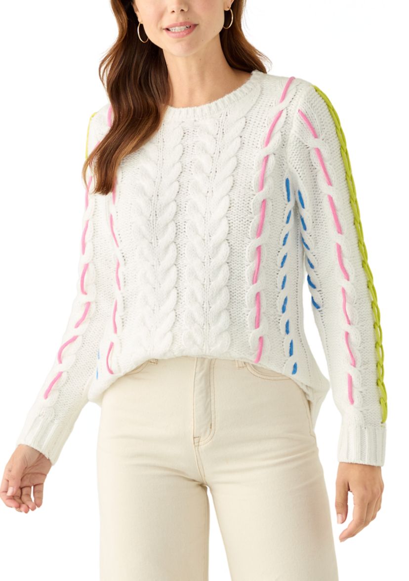 Womens Cable Whip Stitch Sweater