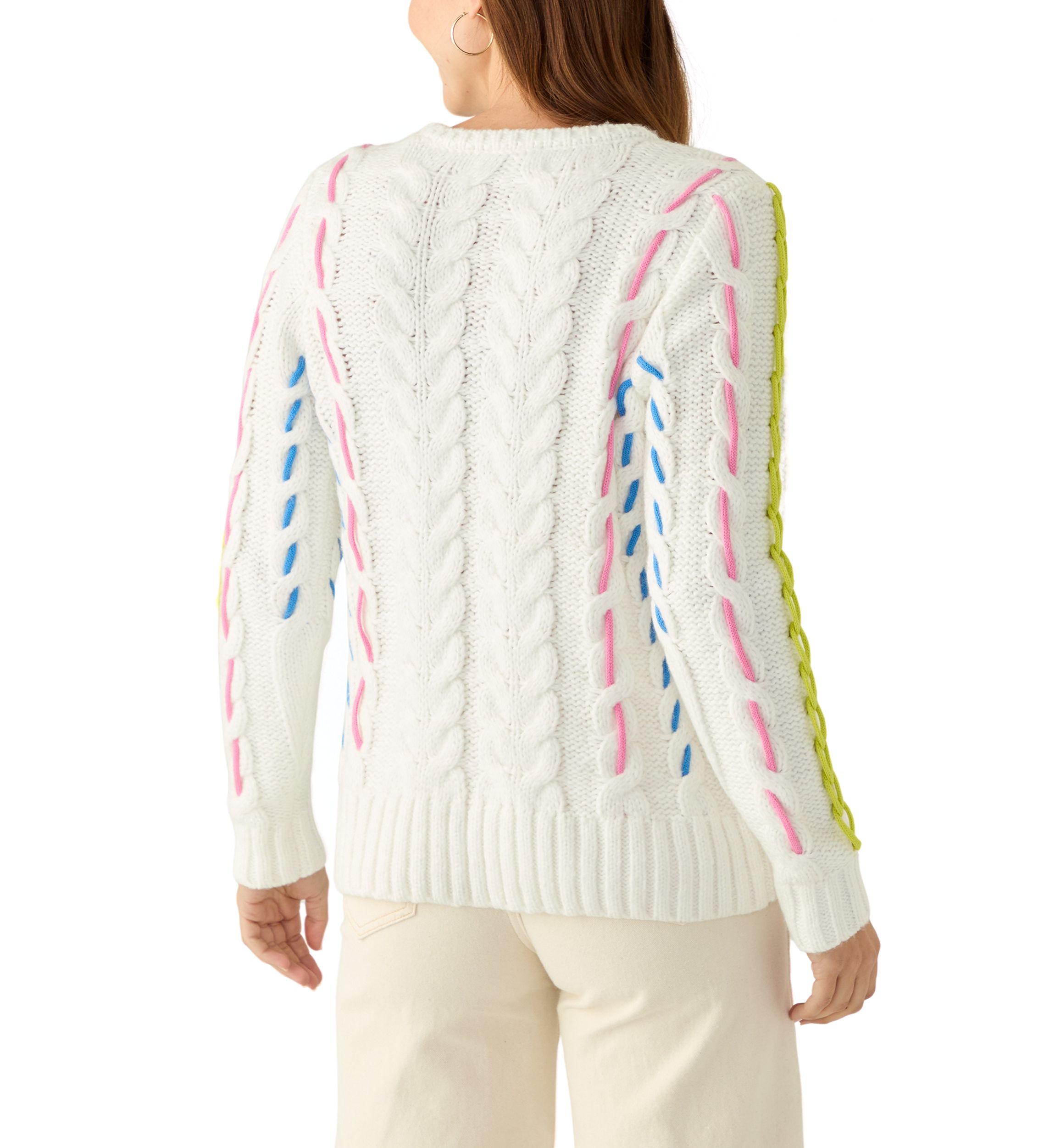 Womens Cable Whip Stitch Sweater